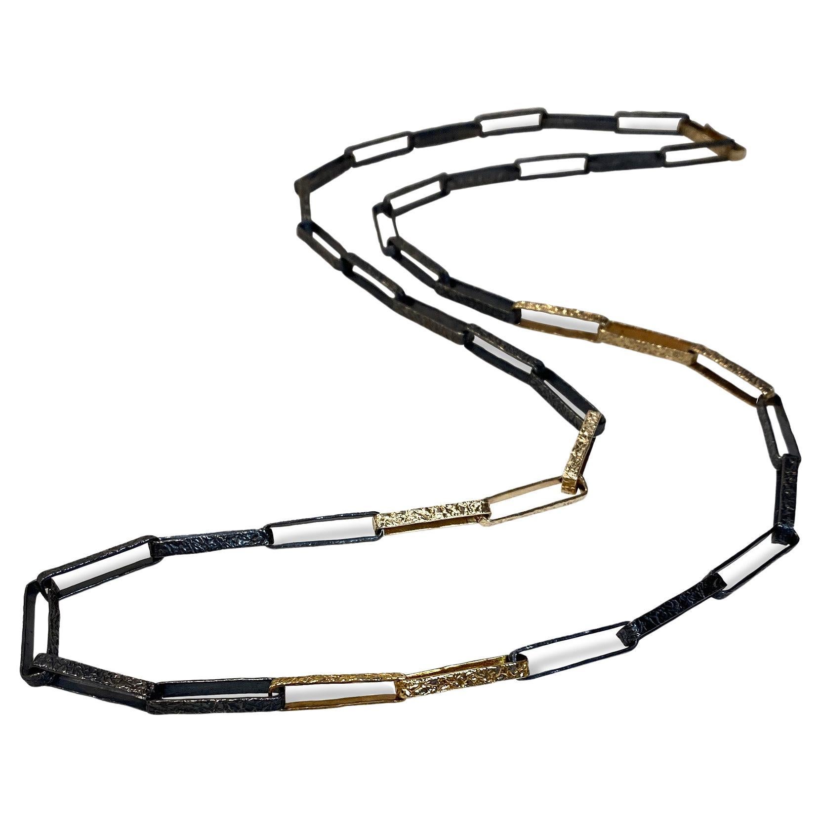 Keiko Mita 14 Karat Gold and Oxidized Sterling Silver Chain Link Necklace