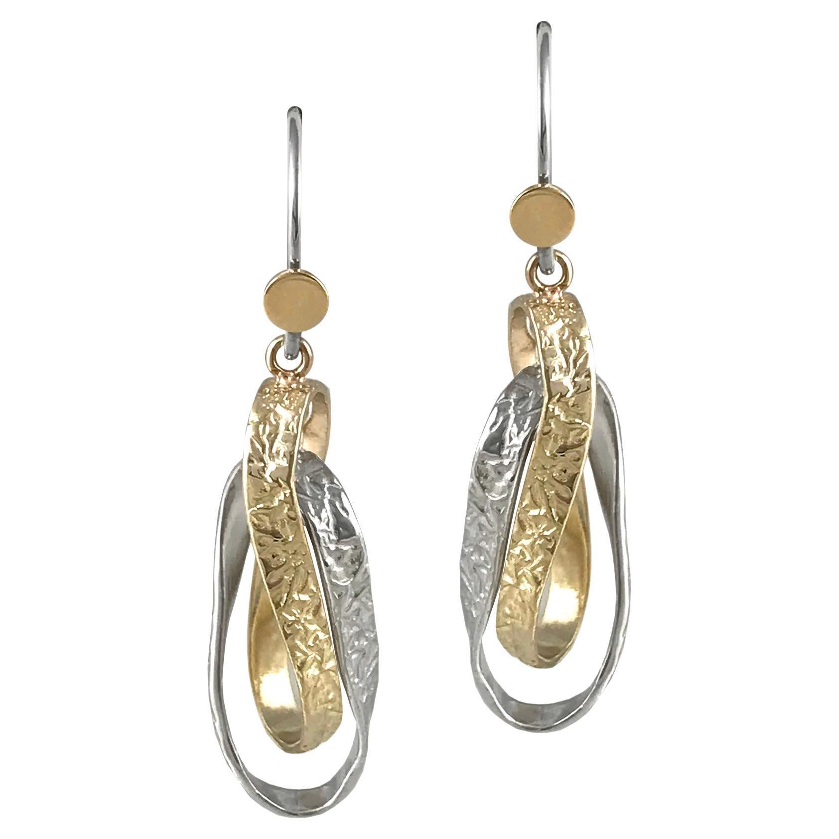 Keiko Mita 14 Karat Gold and Sterling Silver Interlocking Earrings For Sale