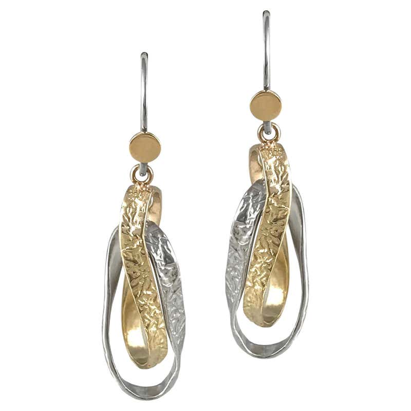 Pearl Diamond 14 Karat Gold Interlocking Earrings For Sale at 1stDibs
