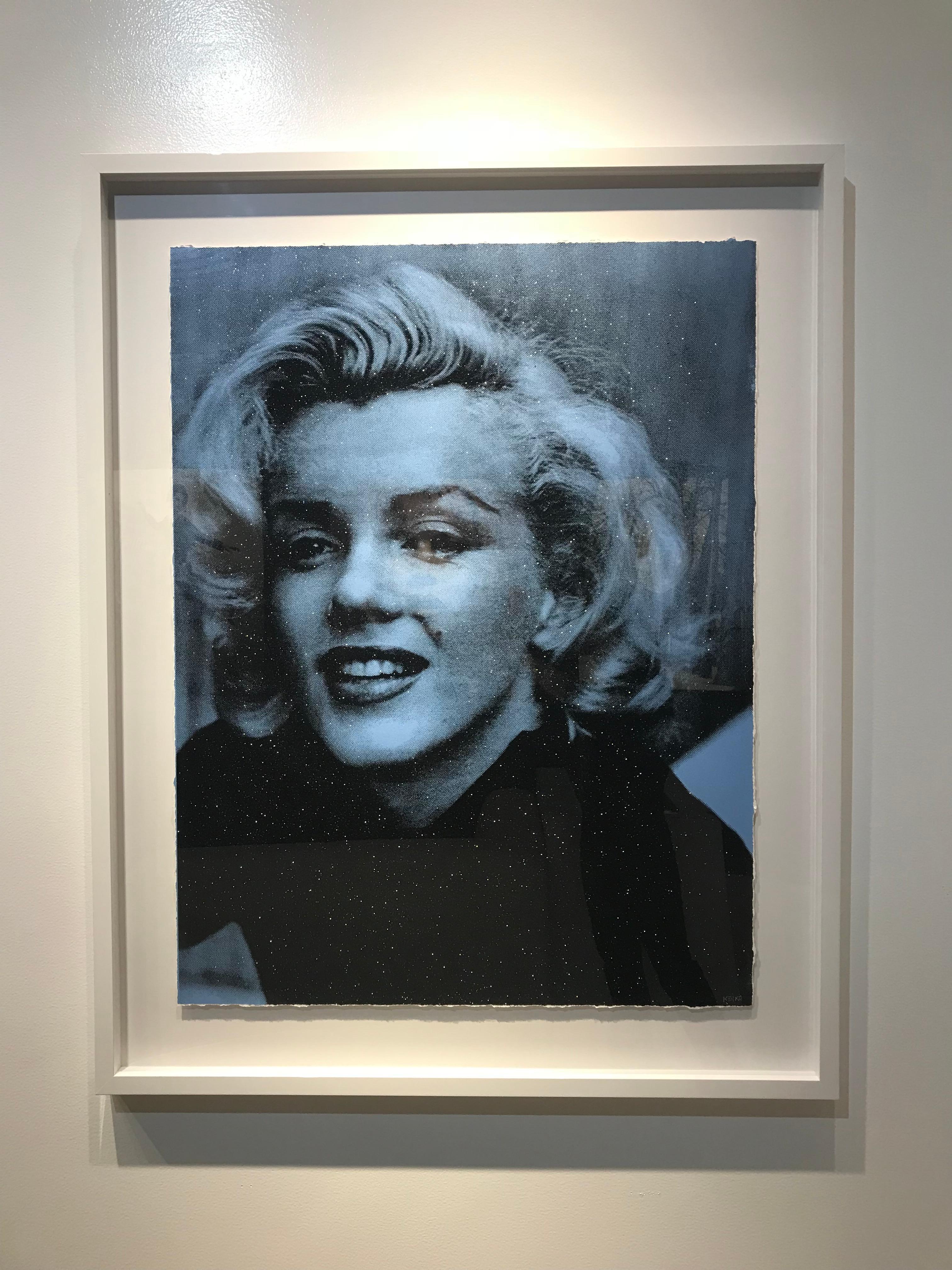 Keiko Noah Black and White Photograph - Marilyn Smile (Bleu, Diamond Dust)