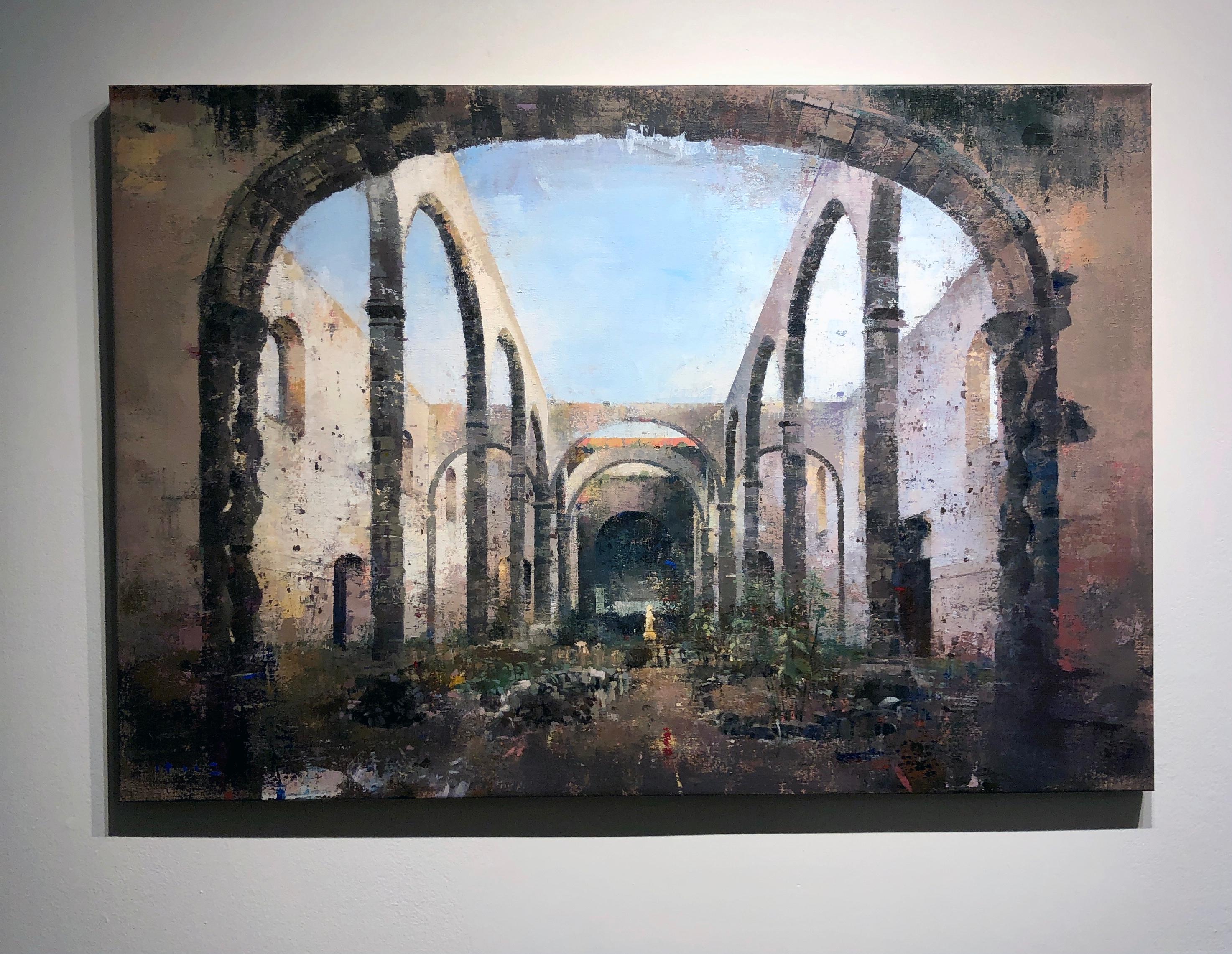 Jardi de San Cristobal - Architectural Ruins, Pale Blue Sky, Acrylic on Canvas 3