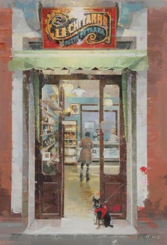 La Chitarra - Escena Urbana Callejera, Pintura Original, Enmarcada