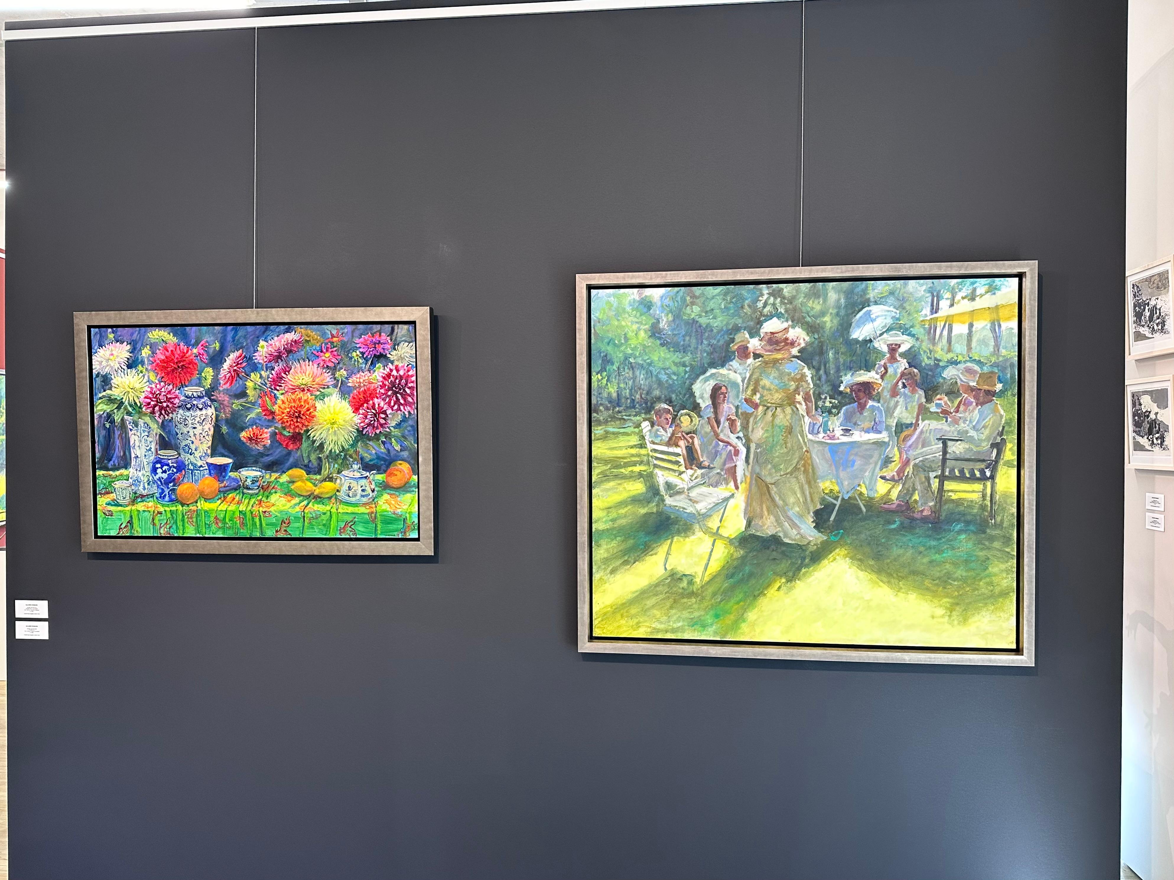 Garden Party- 21ème siècle Peinture impressionniste contemporaine hollandaise de jardin - Contemporain Painting par Keimpe van der Kooi