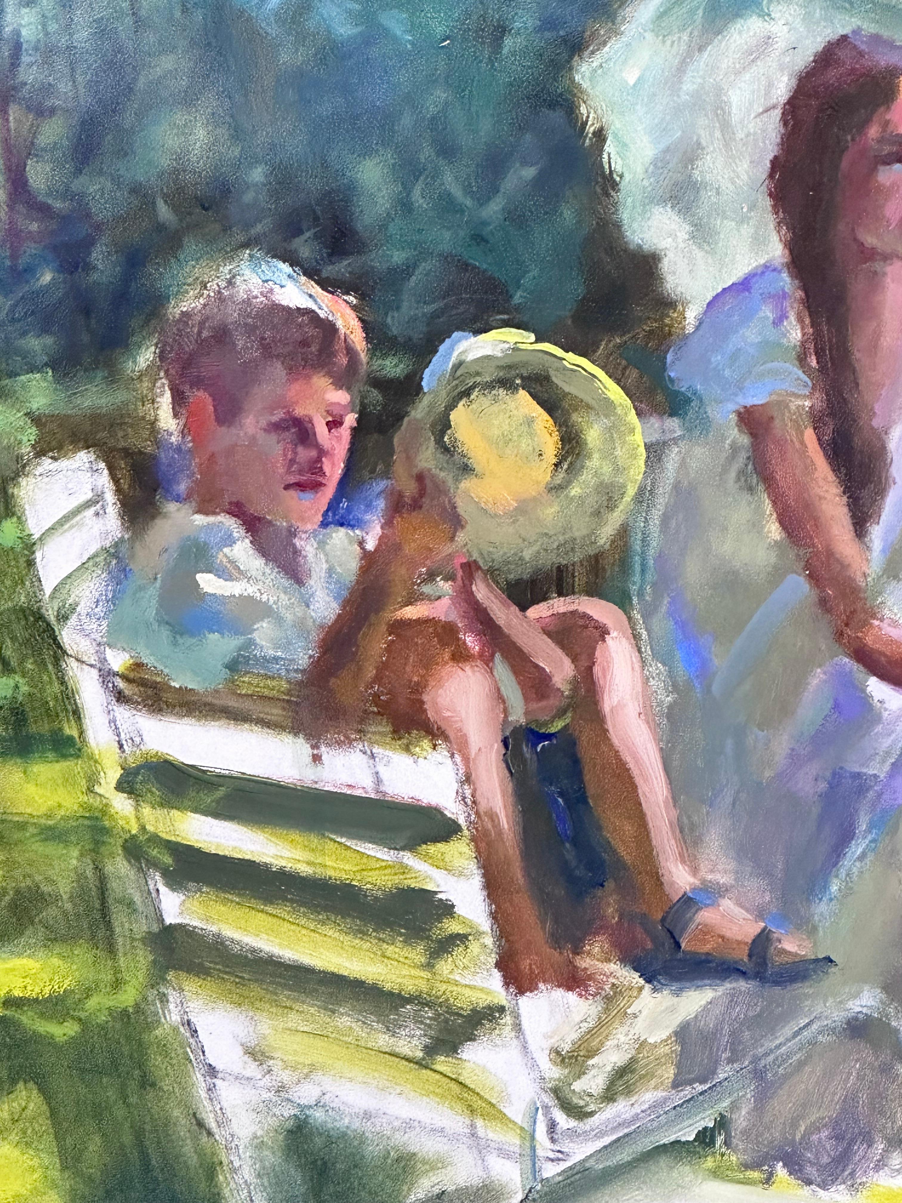 Garden Party- 21ème siècle Peinture impressionniste contemporaine hollandaise de jardin en vente 1