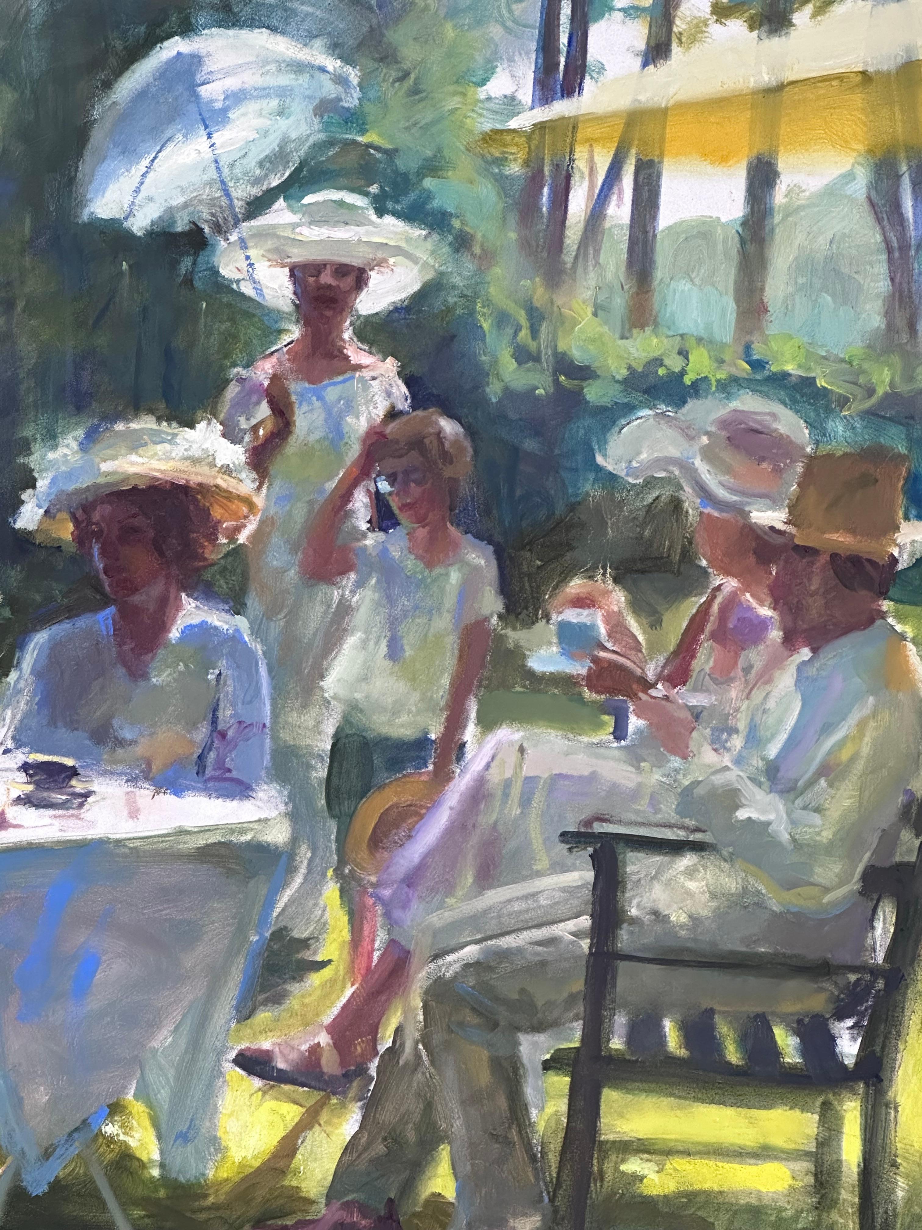 Garden Party- 21ème siècle Peinture impressionniste contemporaine hollandaise de jardin en vente 2