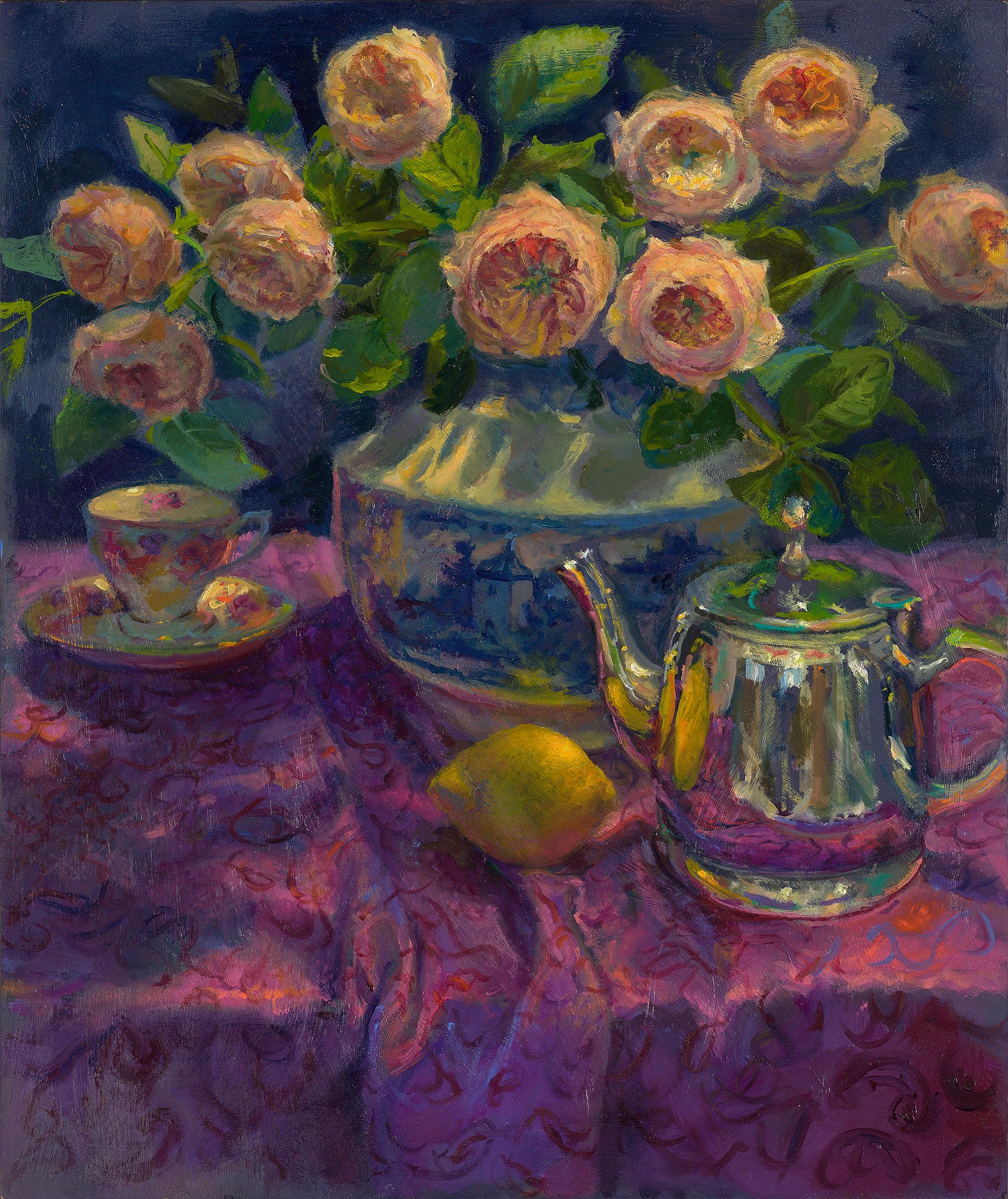 Home- 21st Century Contemporary Flower Still-life Painting with Roses