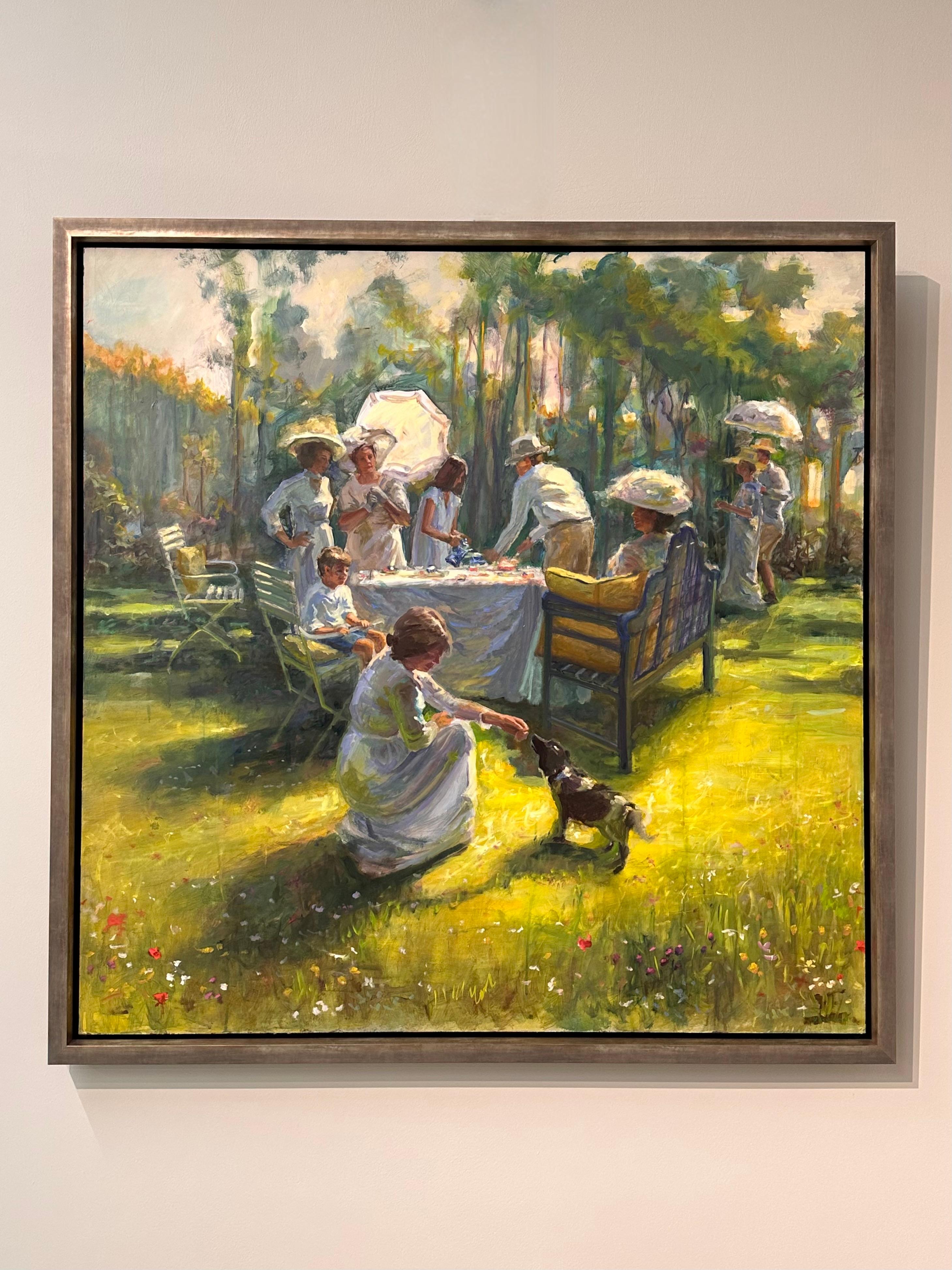 Party!- Quadro impressionista contemporaneo del XXI secolo raffigurante un giardino - Painting di Keimpe van der Kooi