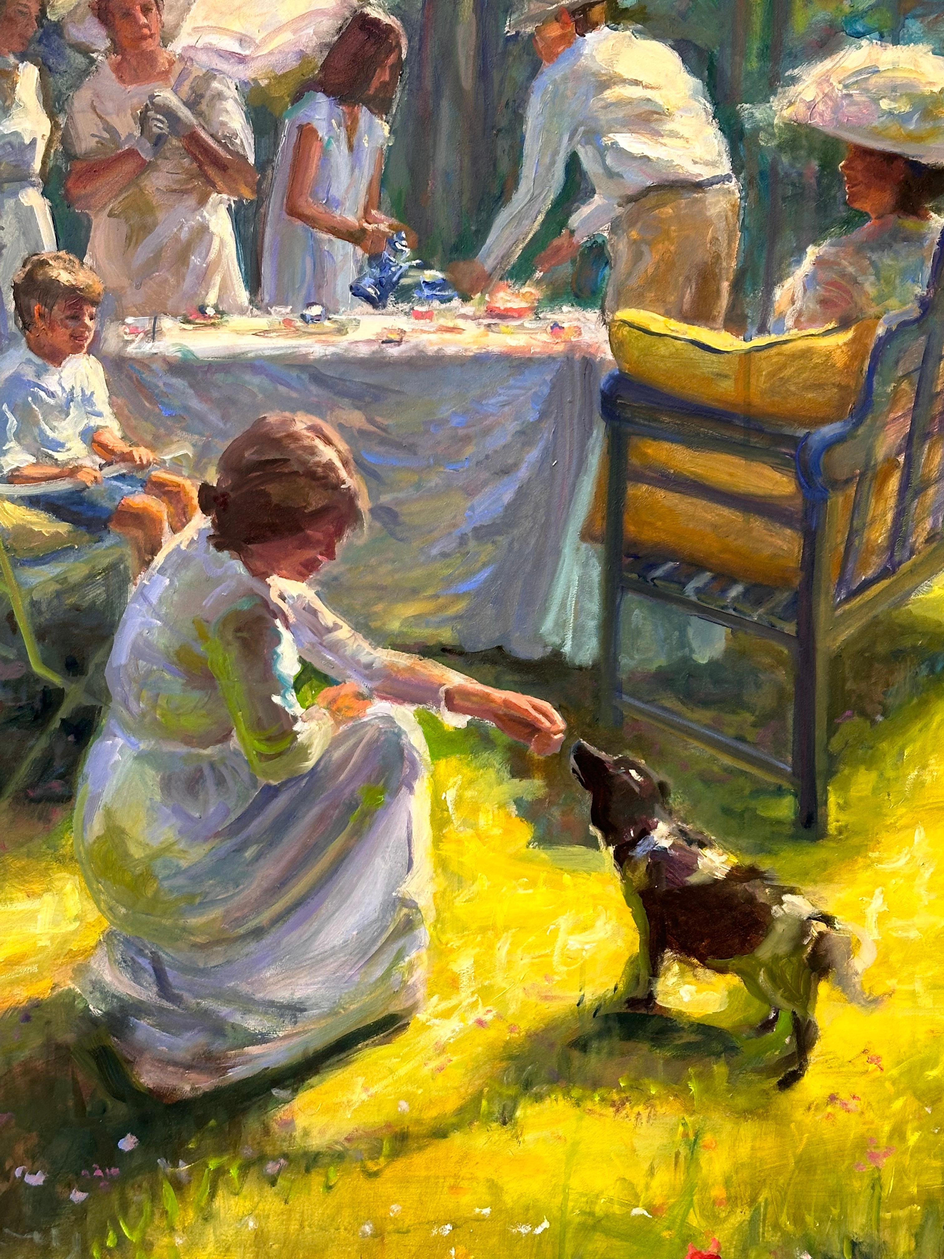 Keimpe van der Kooi
Festa in giardino
122 x 122 cm
Con cornice: 132 x 132 cm (la cornice è inclusa)
Olio su pannello di legno 

Questo quadro è stato realizzato dall'artista olandese Keimpe van der Kooi. 
Lo stile impressionistico e colorato di