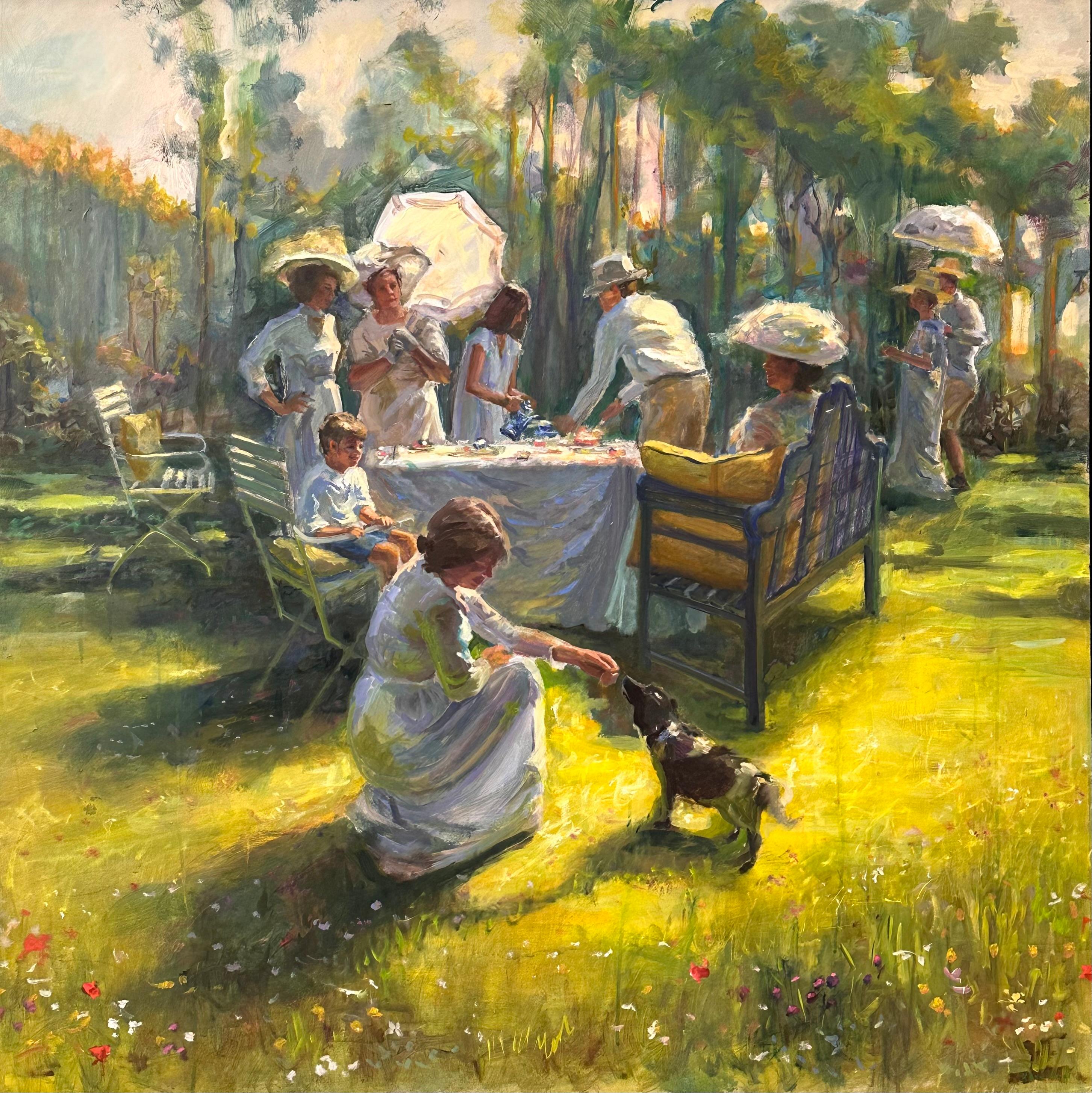 Still-Life Painting di Keimpe van der Kooi - Party!- Quadro impressionista contemporaneo del XXI secolo raffigurante un giardino