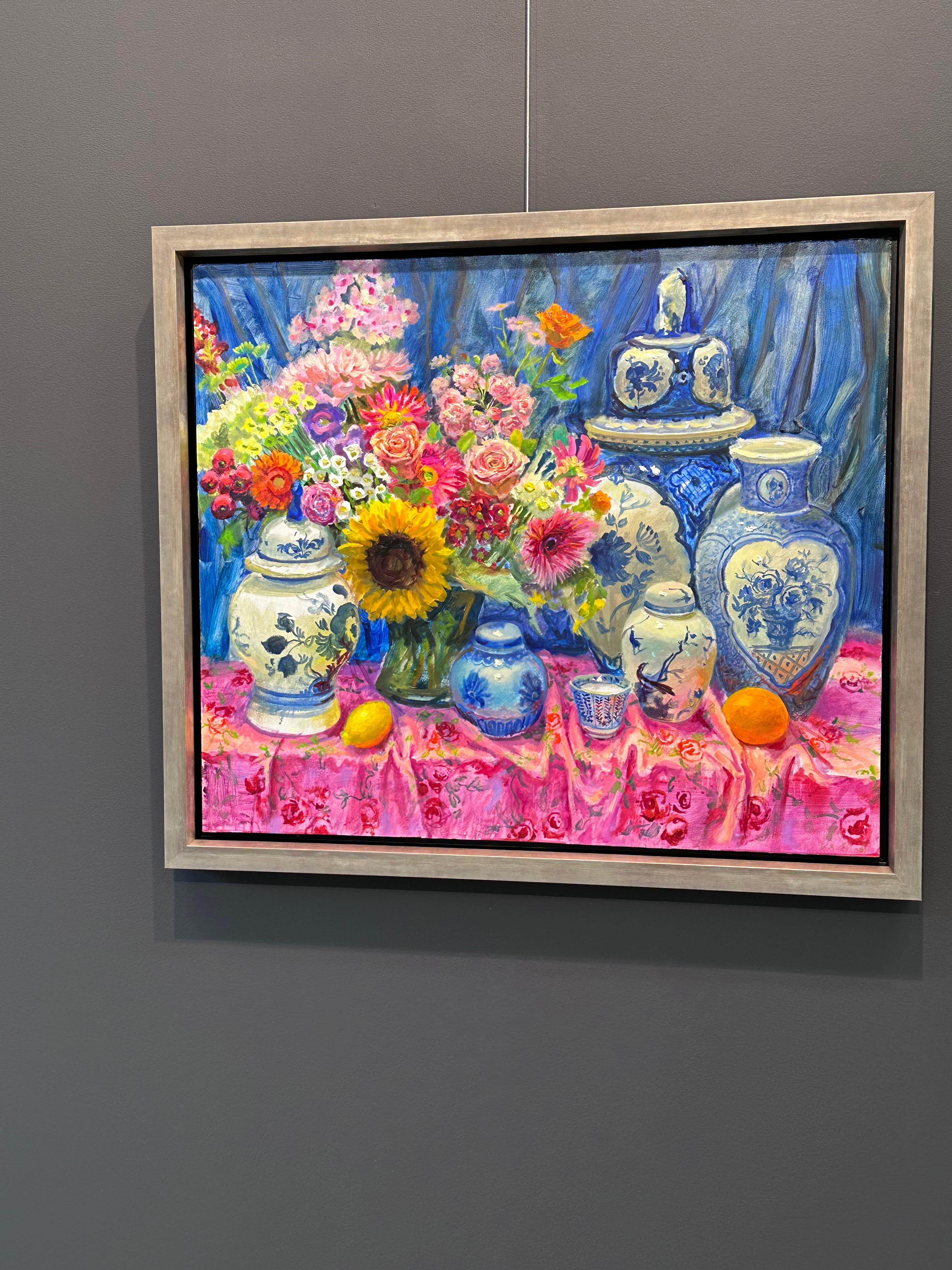 Rose avec des fleurs - 21e siècle - Peinture hollandaise contemporaine de nature morte aux fleurs en vente 7