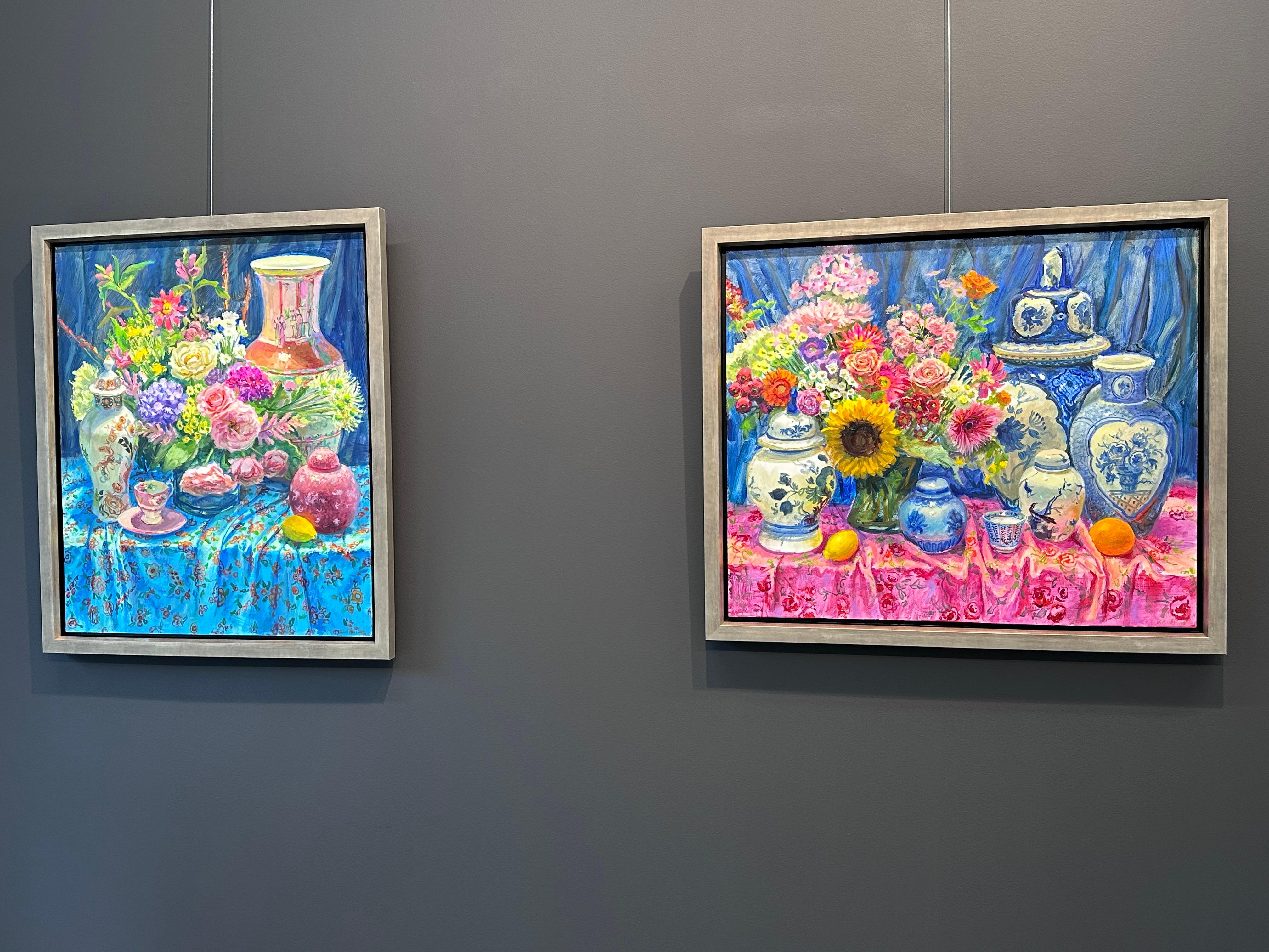 Rose avec des fleurs - 21e siècle - Peinture hollandaise contemporaine de nature morte aux fleurs en vente 3