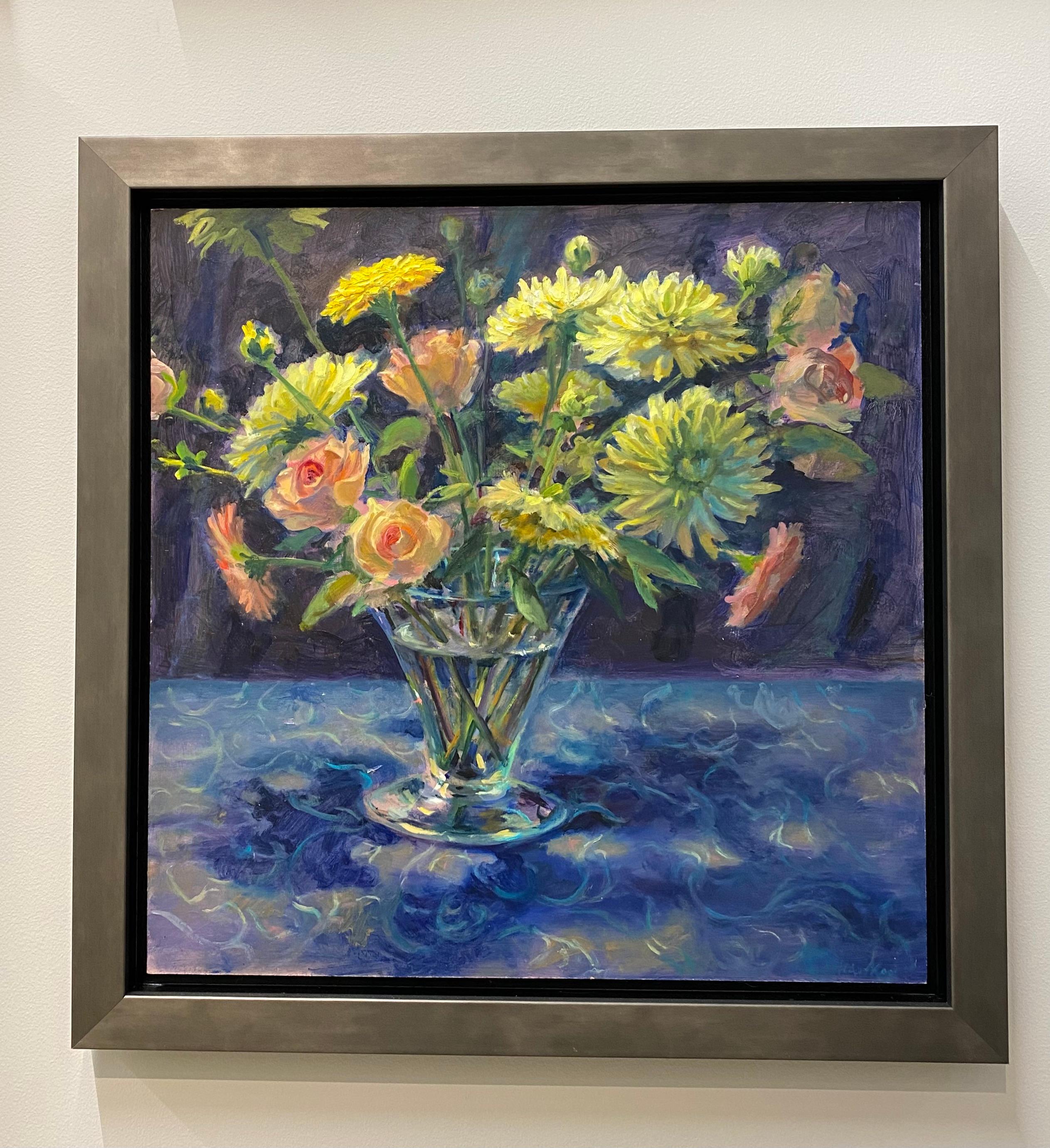 Gelbes Gerbera's - Zeitgenössisches holländisches Blumenstillleben des 21. Jahrhunderts  – Painting von Keimpe van der Kooi