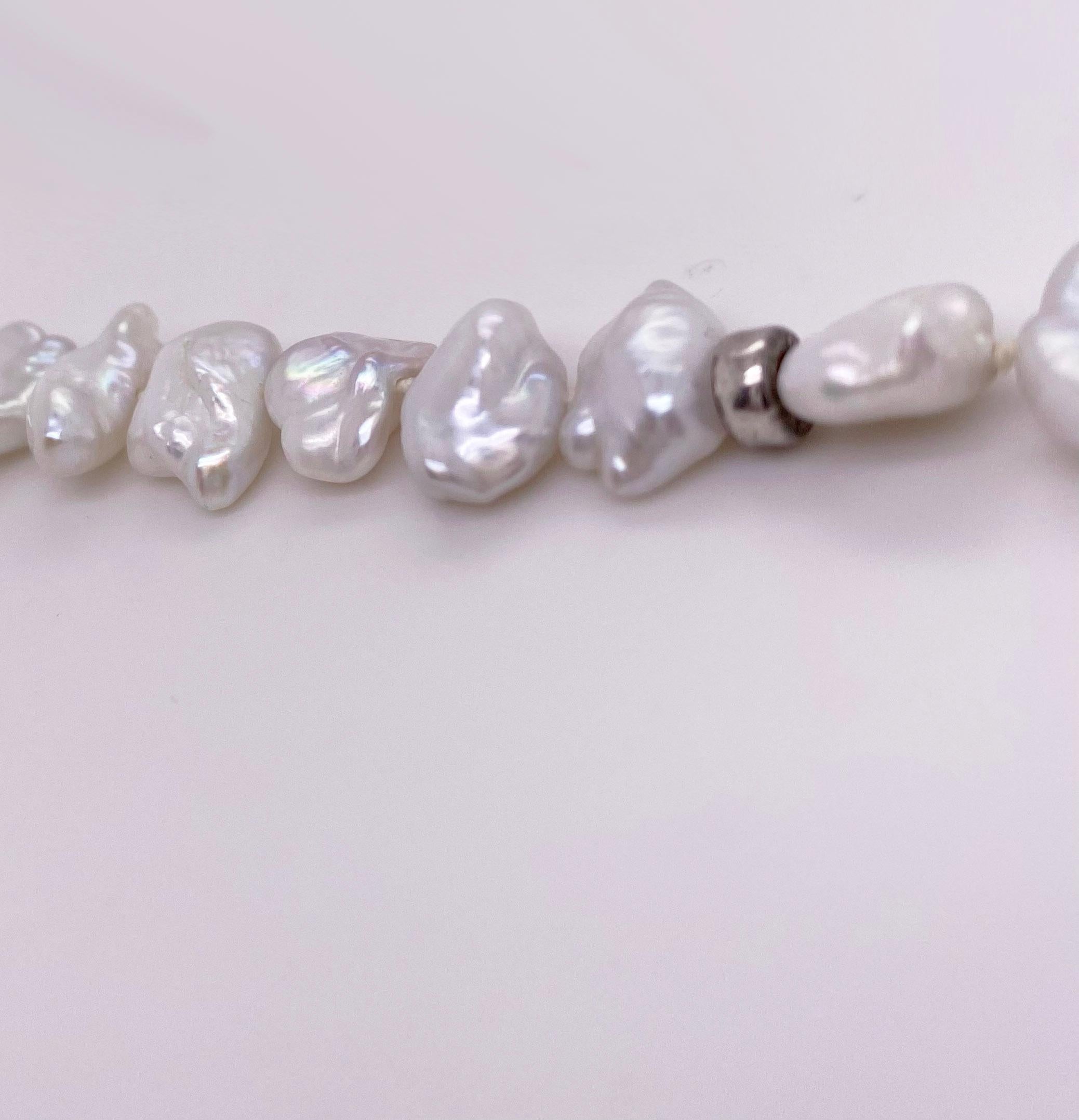 Taille ovale Collier de perles Keishi, perles naturelles avec 90 perles