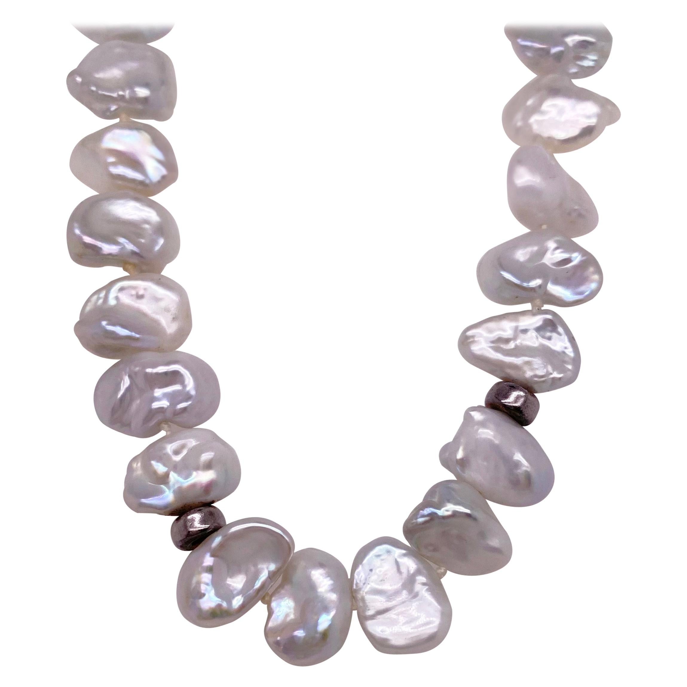 Collier de perles Keishi, perles naturelles avec 90 perles