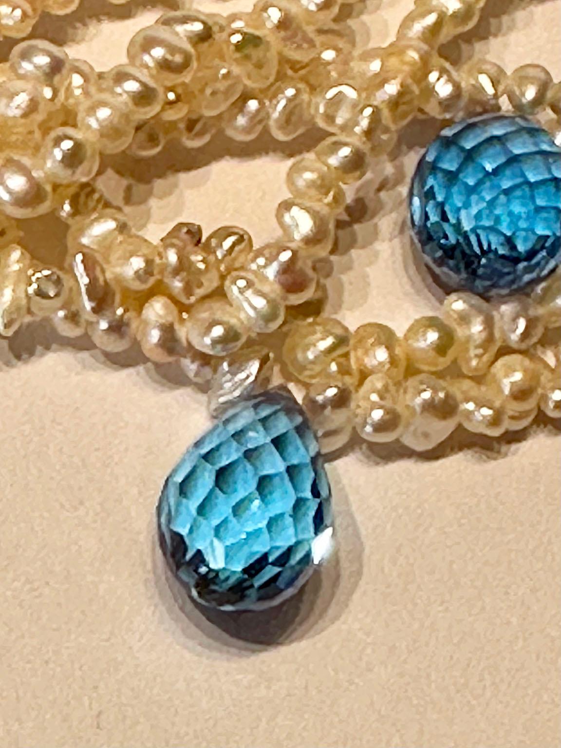 Keishi, collier torsadé en perles d'eau salée avec briolettes en topaze en vente 5