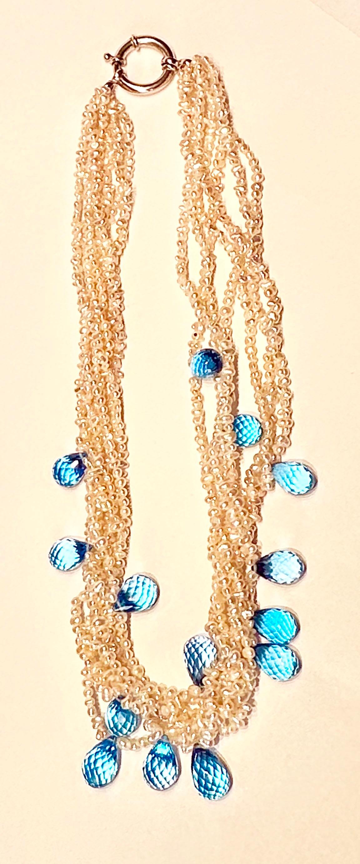 Keishi, collier torsadé en perles d'eau salée avec briolettes en topaze en vente 6