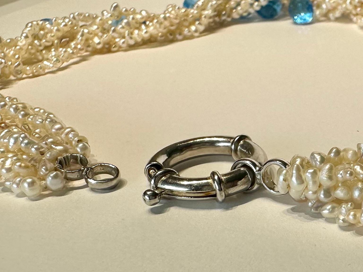 Keishi Salzwasserperlen Torsade Halskette mit Topas Briolettes im Angebot 12