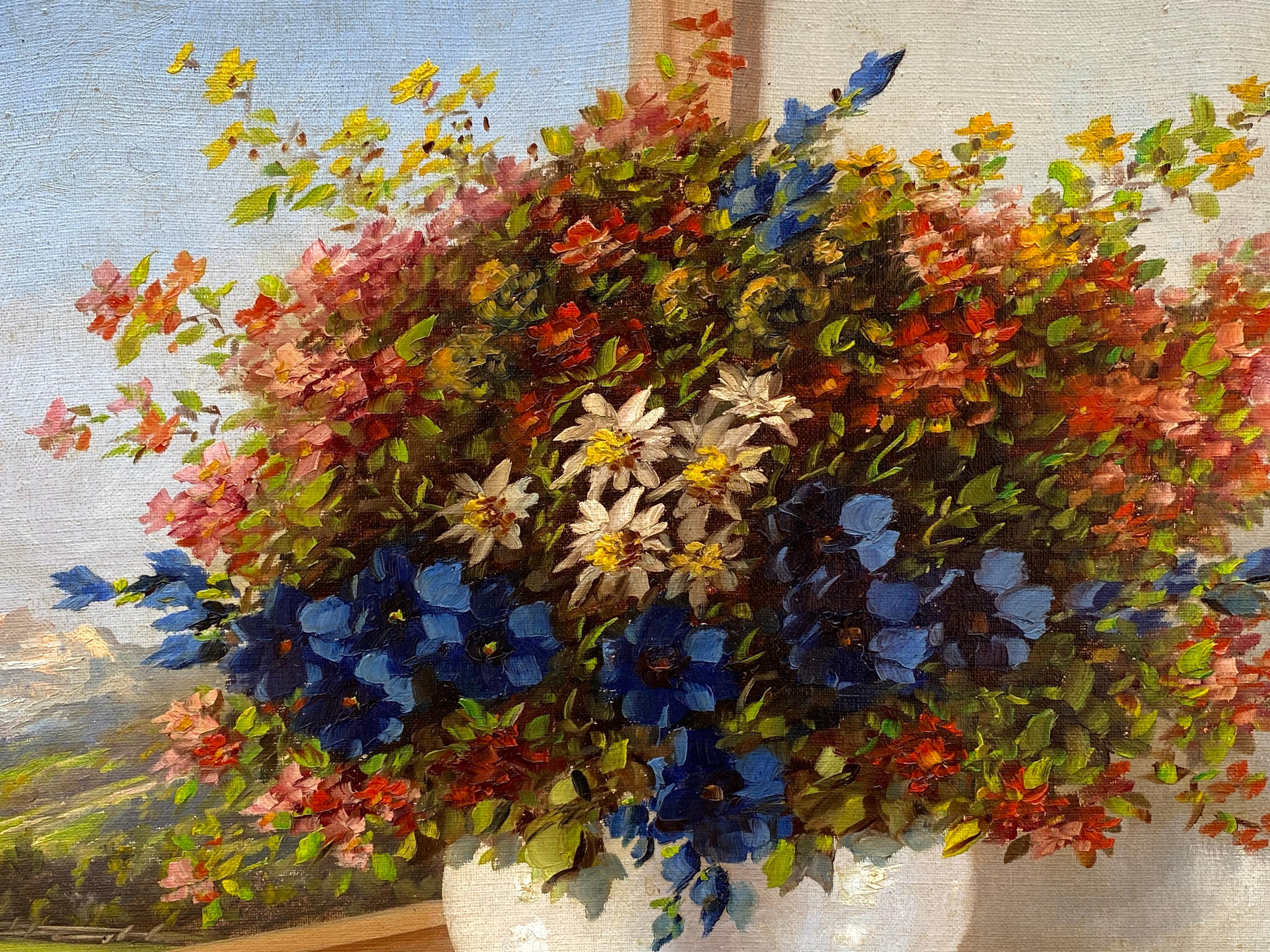 Blumenstrauß mit Wildblumen in Landschaft (Post-Impressionismus), Painting, von Keist Vakovic