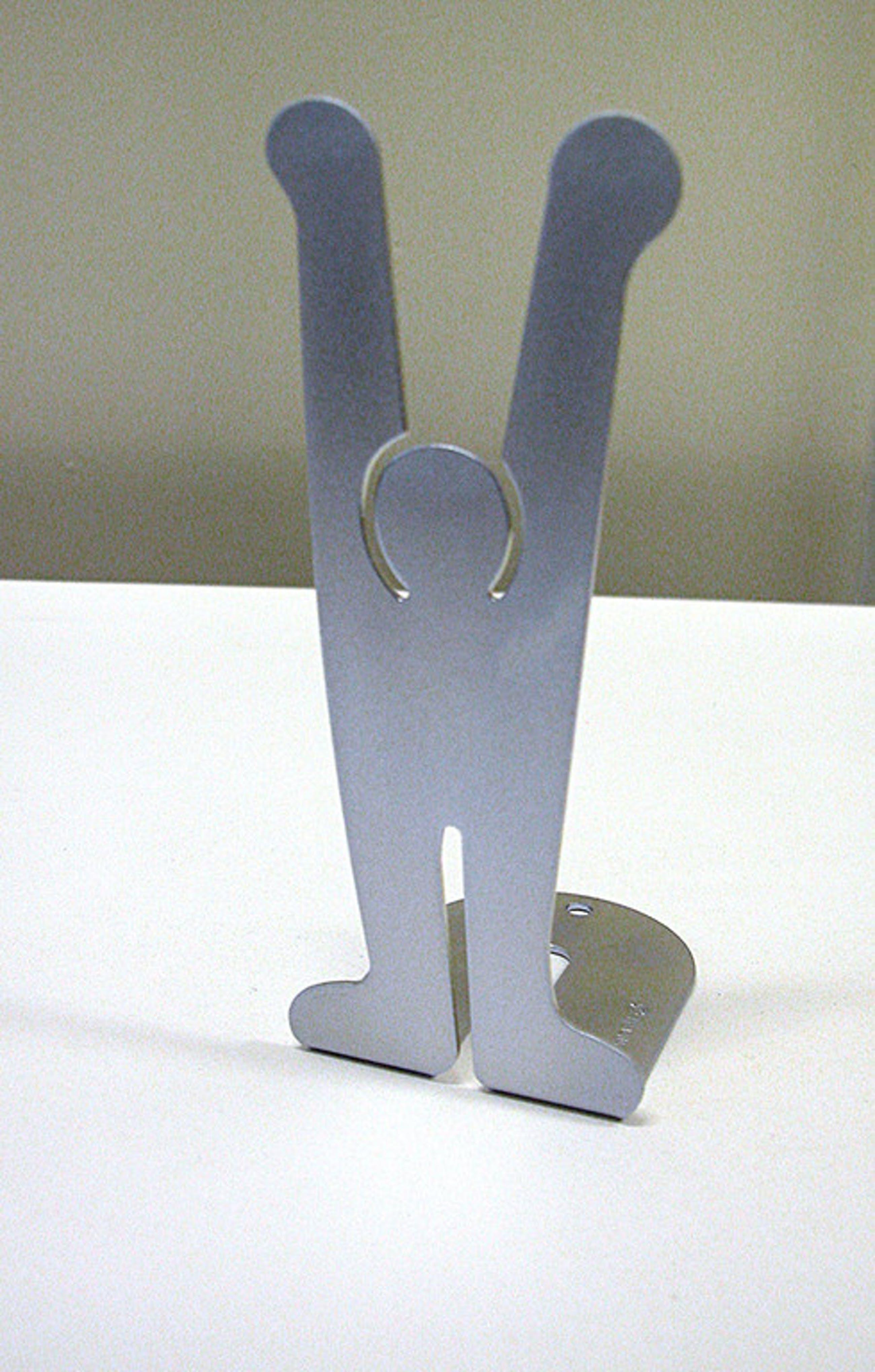 Keit Harring 2 Brushed Metal Bookends Marked  For Sale 8