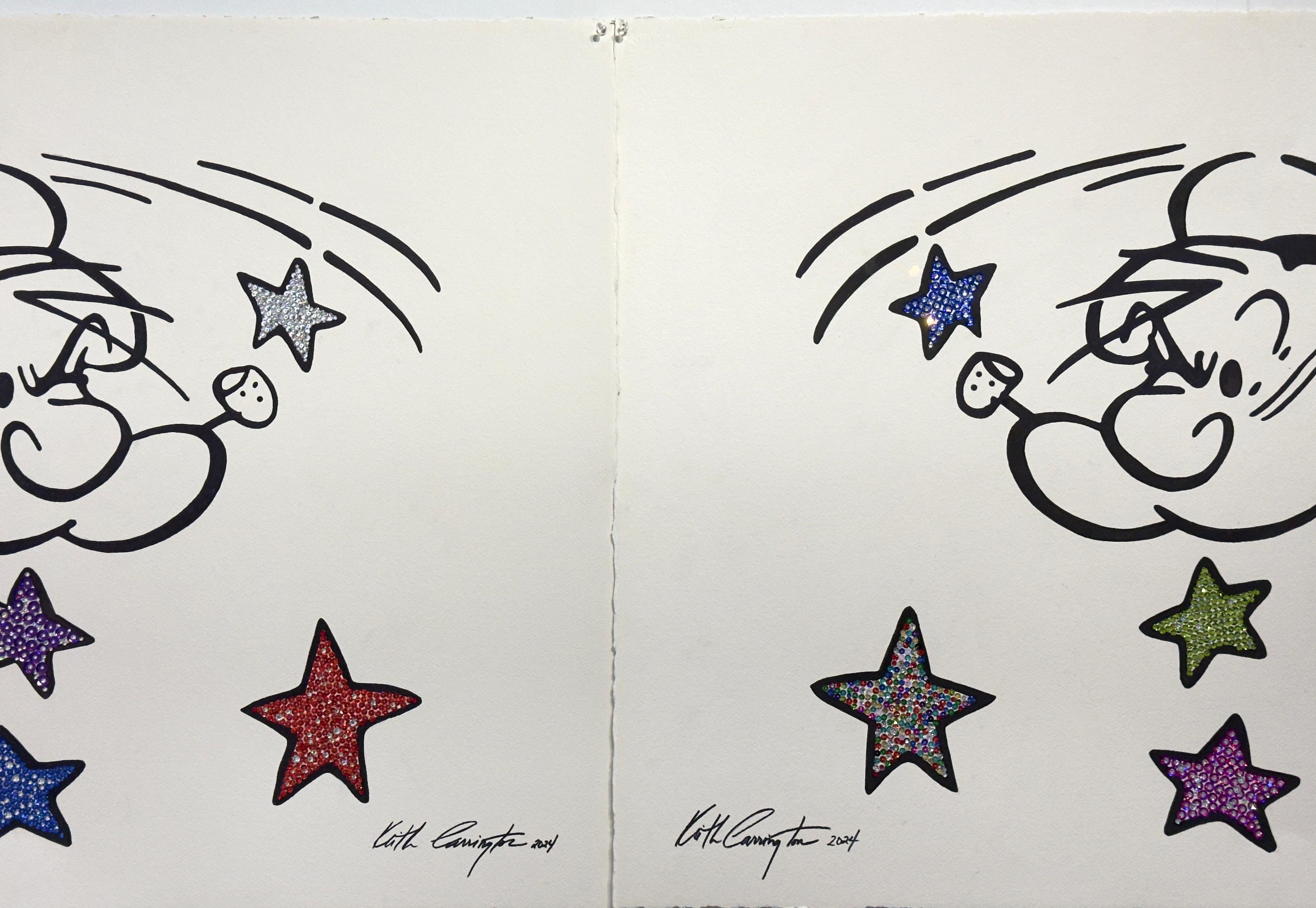 Come Out Swinging Diptych On Paper - Pop Art Mixed Media Art by Keith Carrington