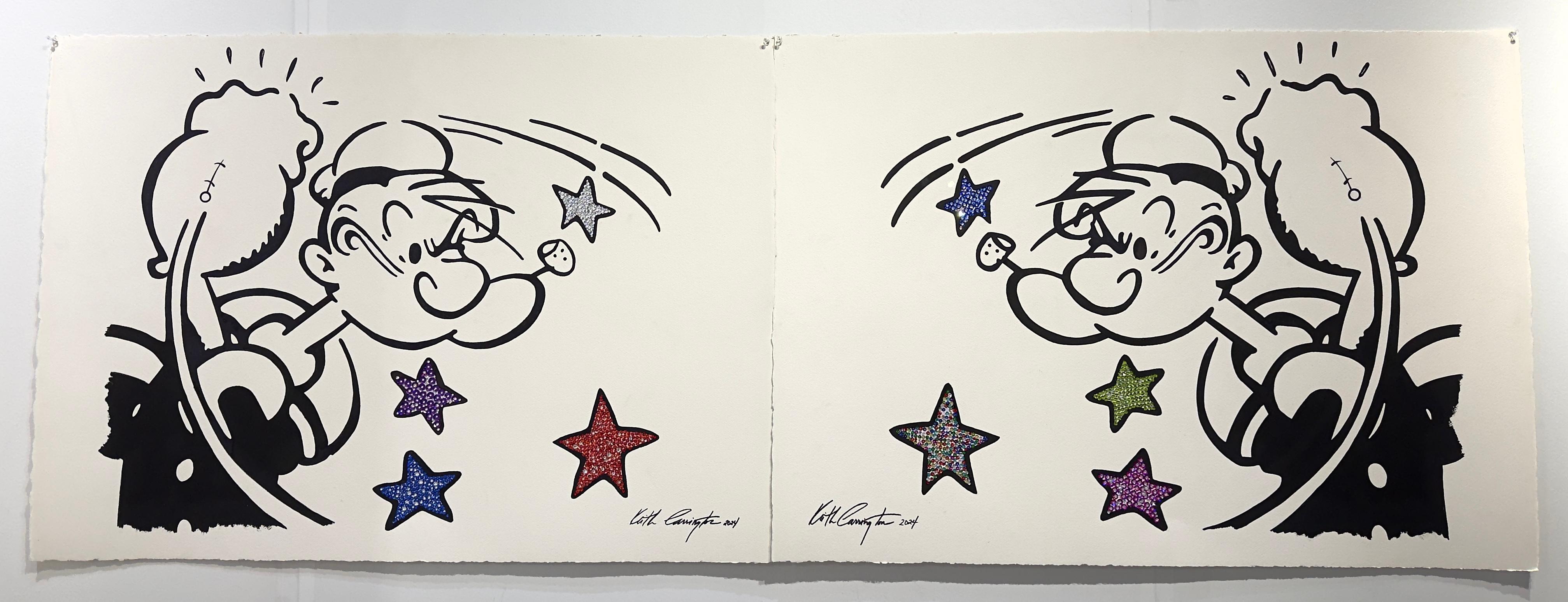 Come Out Swinging Diptych On Paper - Mixed Media Art by Keith Carrington