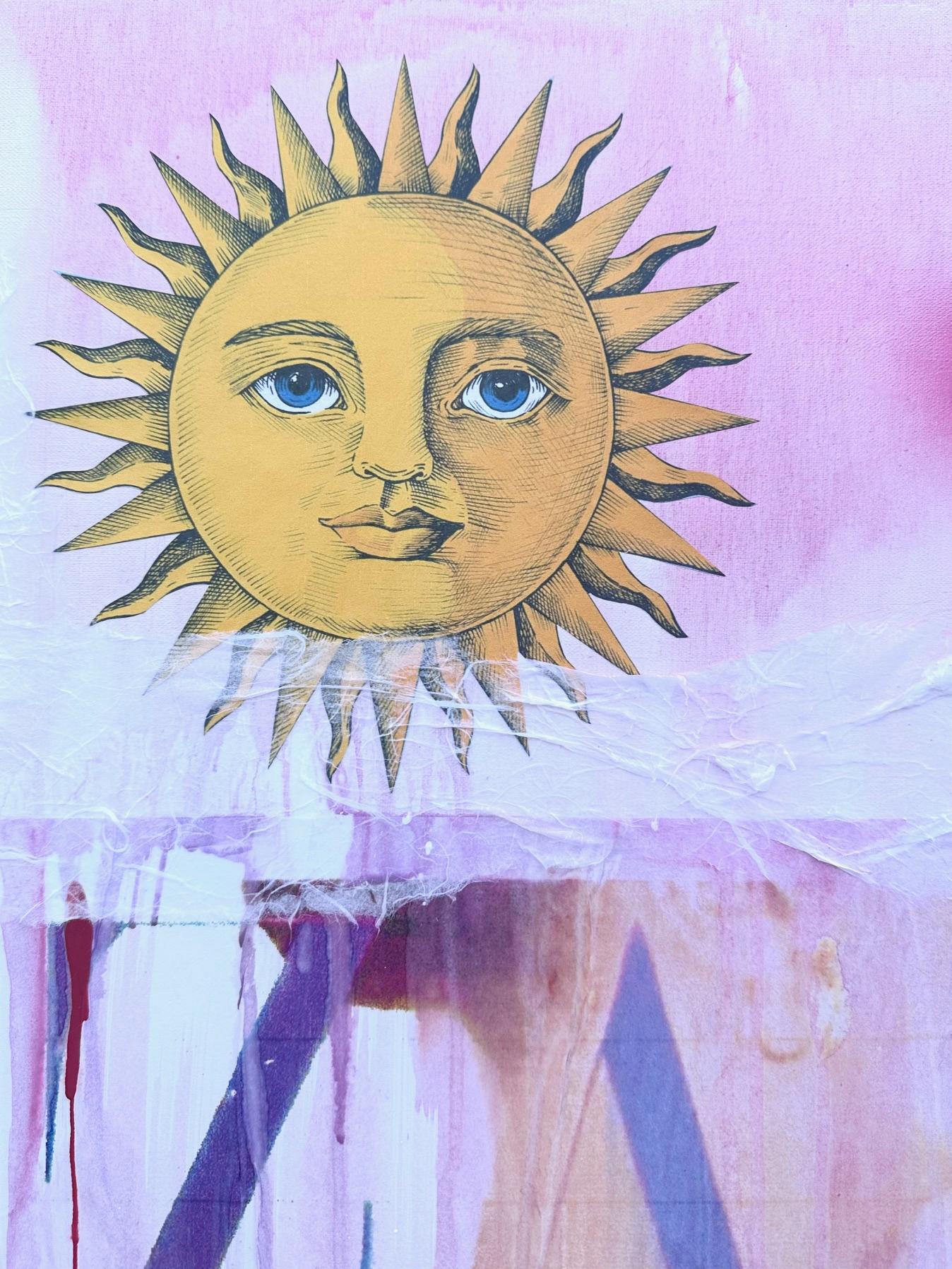 The Beach Ball Mixed Media On Linen For Sale 1