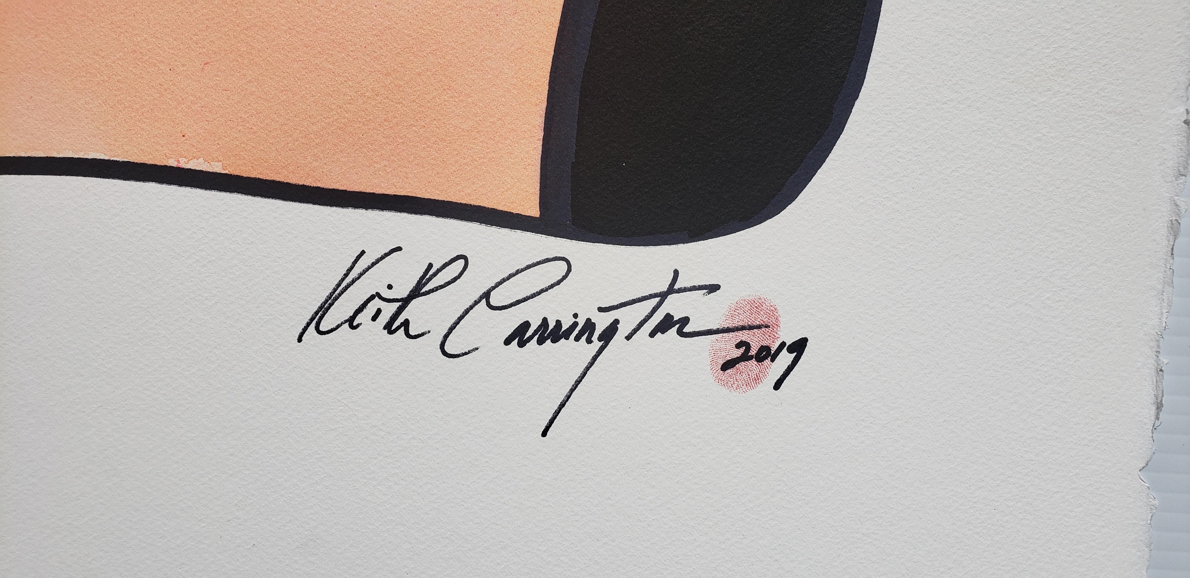 Ich bin fabelhaft, Tinte auf Papier.
Keith Carringtons Erfahrungen haben ihn dazu gebracht, seine Talente mit den flüssigen und anspruchsvollen Medien Aquarell und Tinte auszudrücken.  Er hat seine Fähigkeiten verfeinert, seine Vision geklärt,