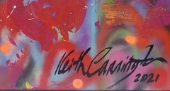 Peinture abstraite rouge illusion