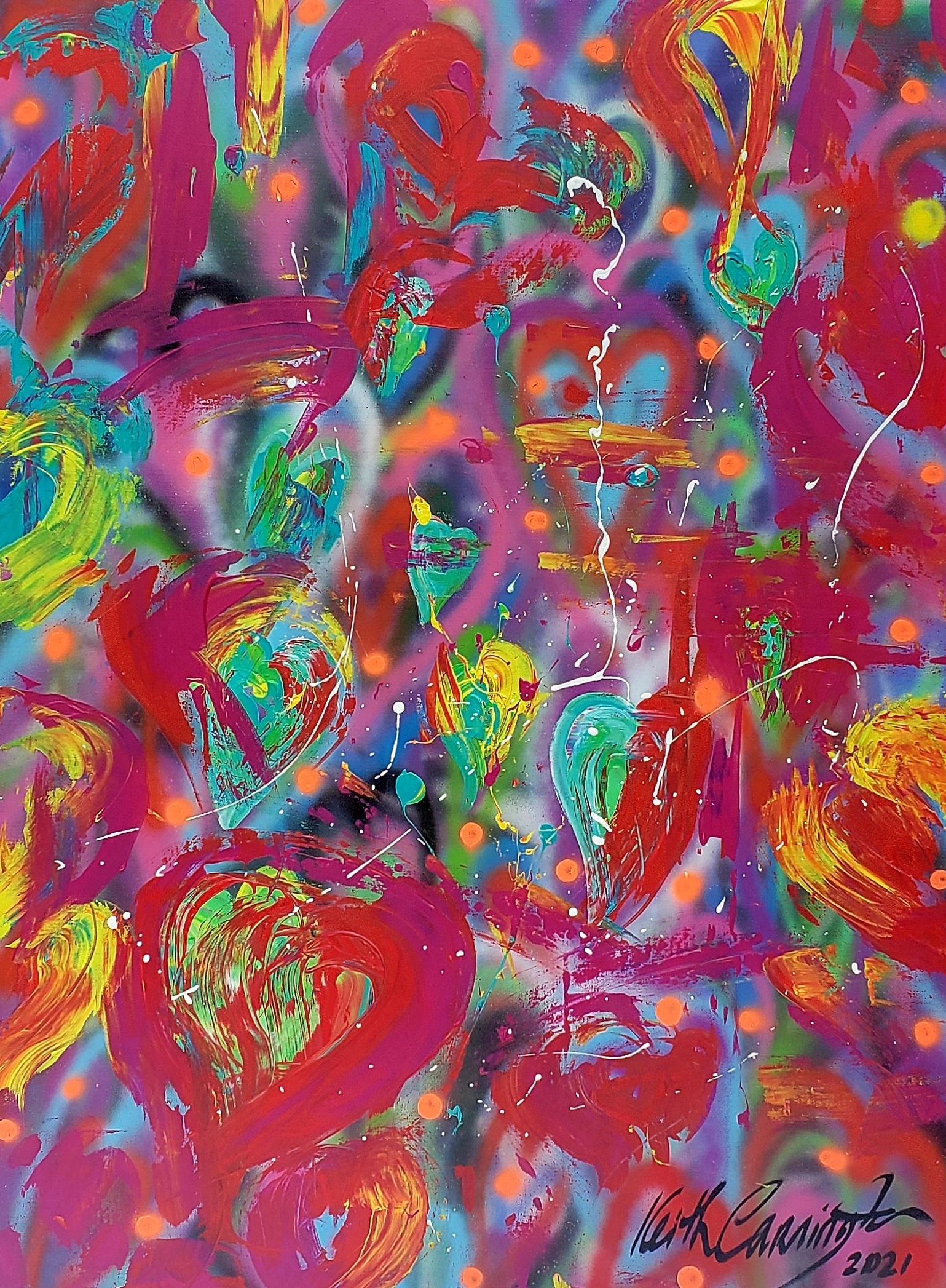 Keith Carrington Abstract Painting – Illumination Rotes abstraktes Gemälde