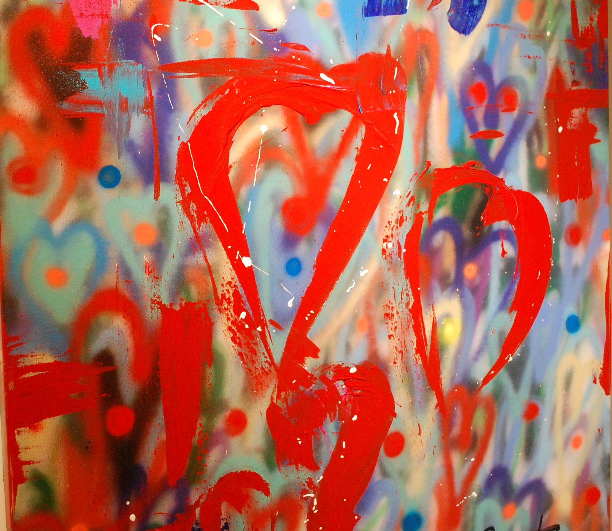 L'amour #1 
Nitro-Acryl, Acrylfarbe auf Leinwand im Galeriewickel. Fotos des Gemäldes mit und ohne Licht.
Keith Carringtons Erfahrungen haben ihn dazu gebracht, seine Talente durch die flüssigen und anspruchsvollen Medien Aquarell und Tinte