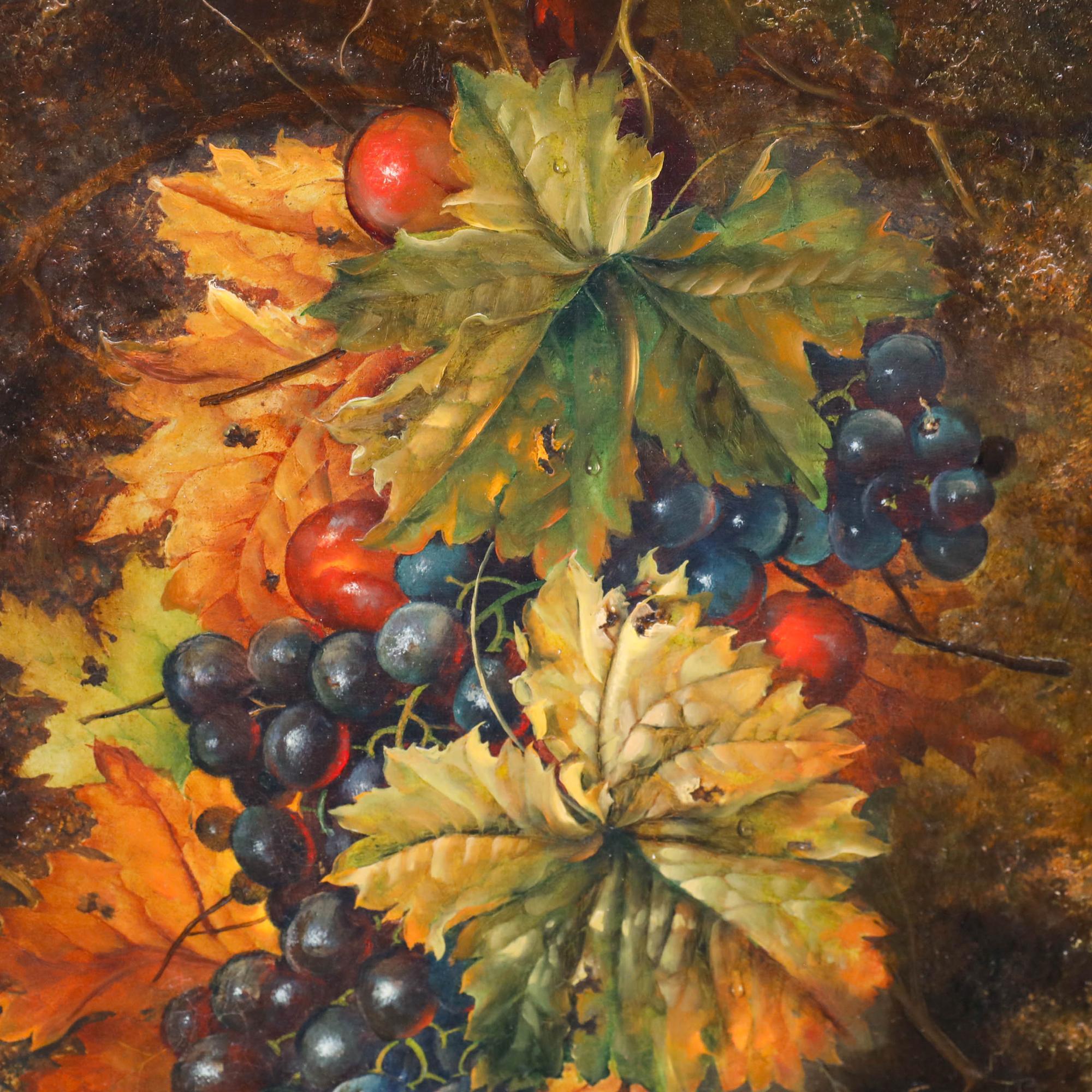 Keith Cresswell (1940-1989) - Gerahmtes Öl, Stillleben mit Früchten und Folie im Angebot 3