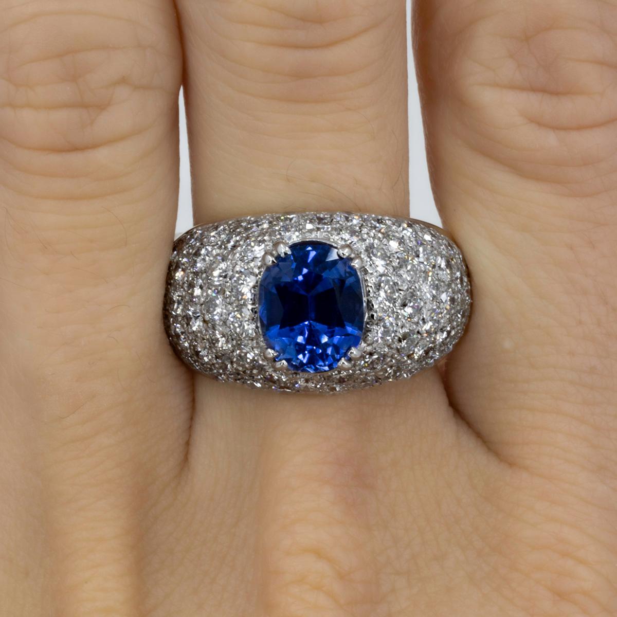 pave diamond and sapphire ring