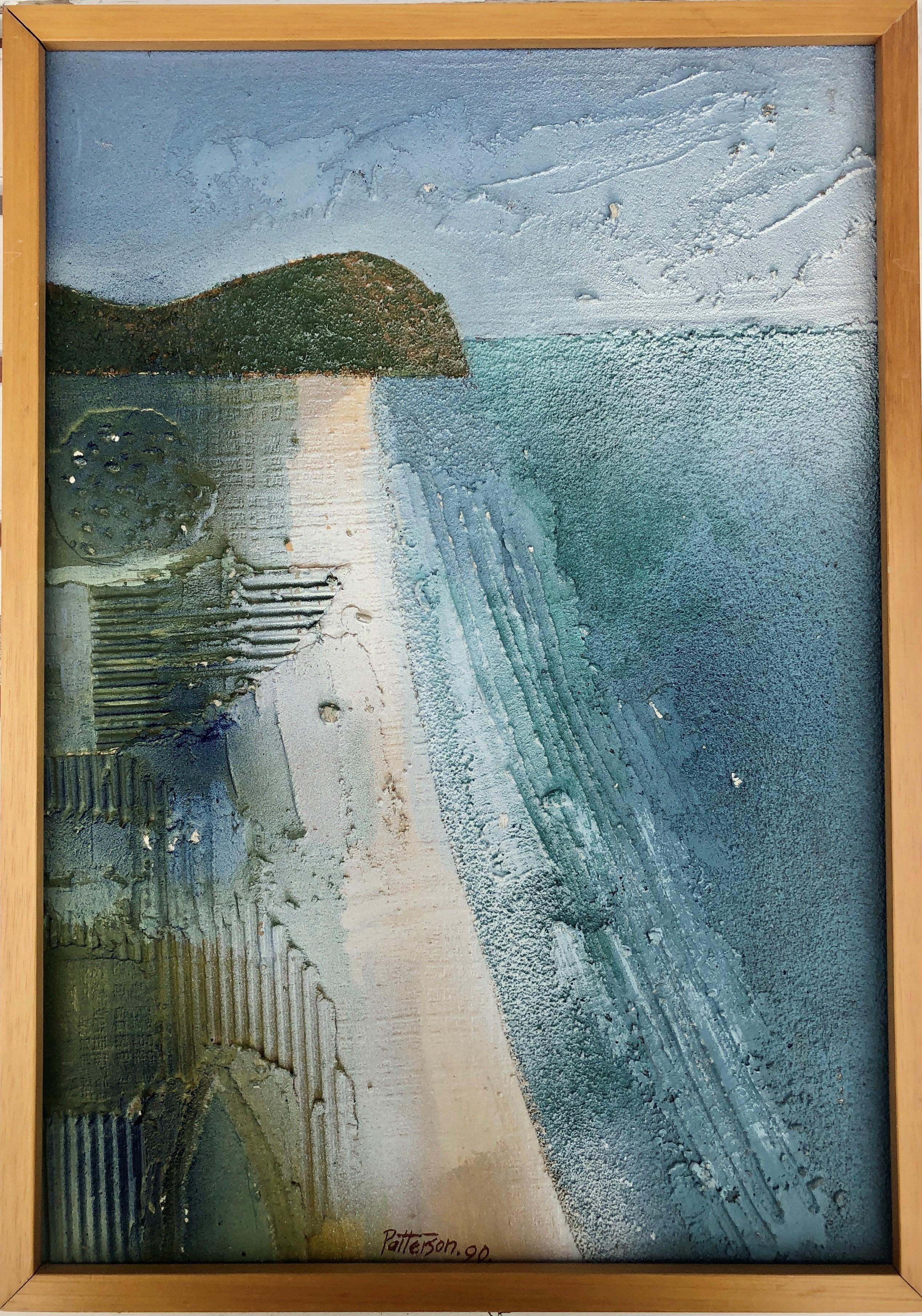 Green Coast  mixed media painting abstract - Painting by Keith Evan Patterson