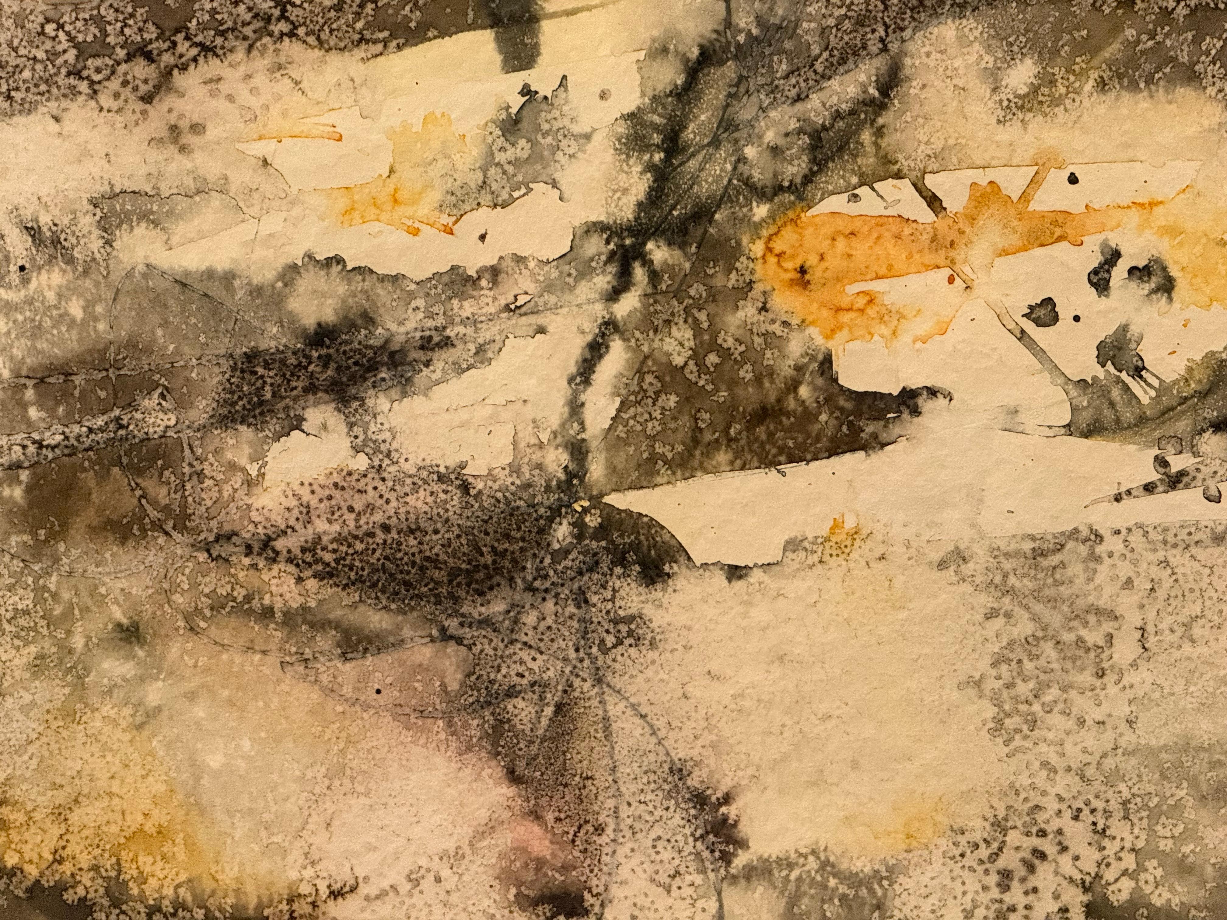Erdiger Ton Abstraktes Aquarell von Keith Finch im Angebot 1