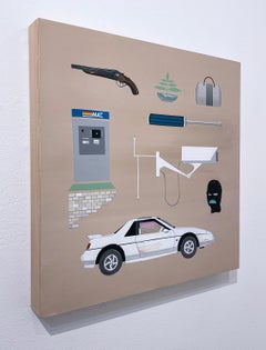 Spree on Fire di Keith Garcia, Pontiac Fiero, borsa di Gucci, bussola, toni della terra