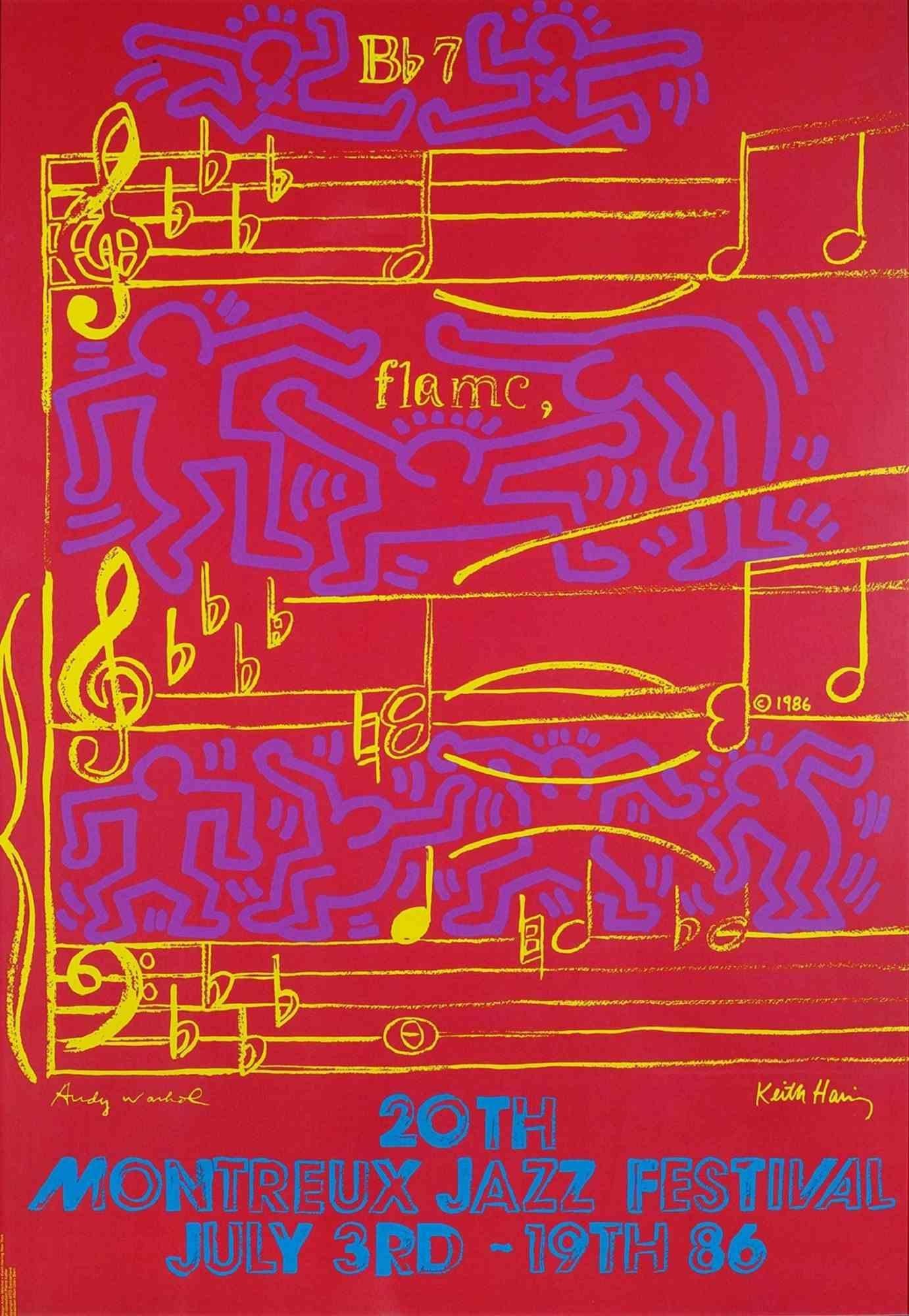 Keith Haring Abstract Print - Untitled IV - Screen Print on Cardboard - 1986
