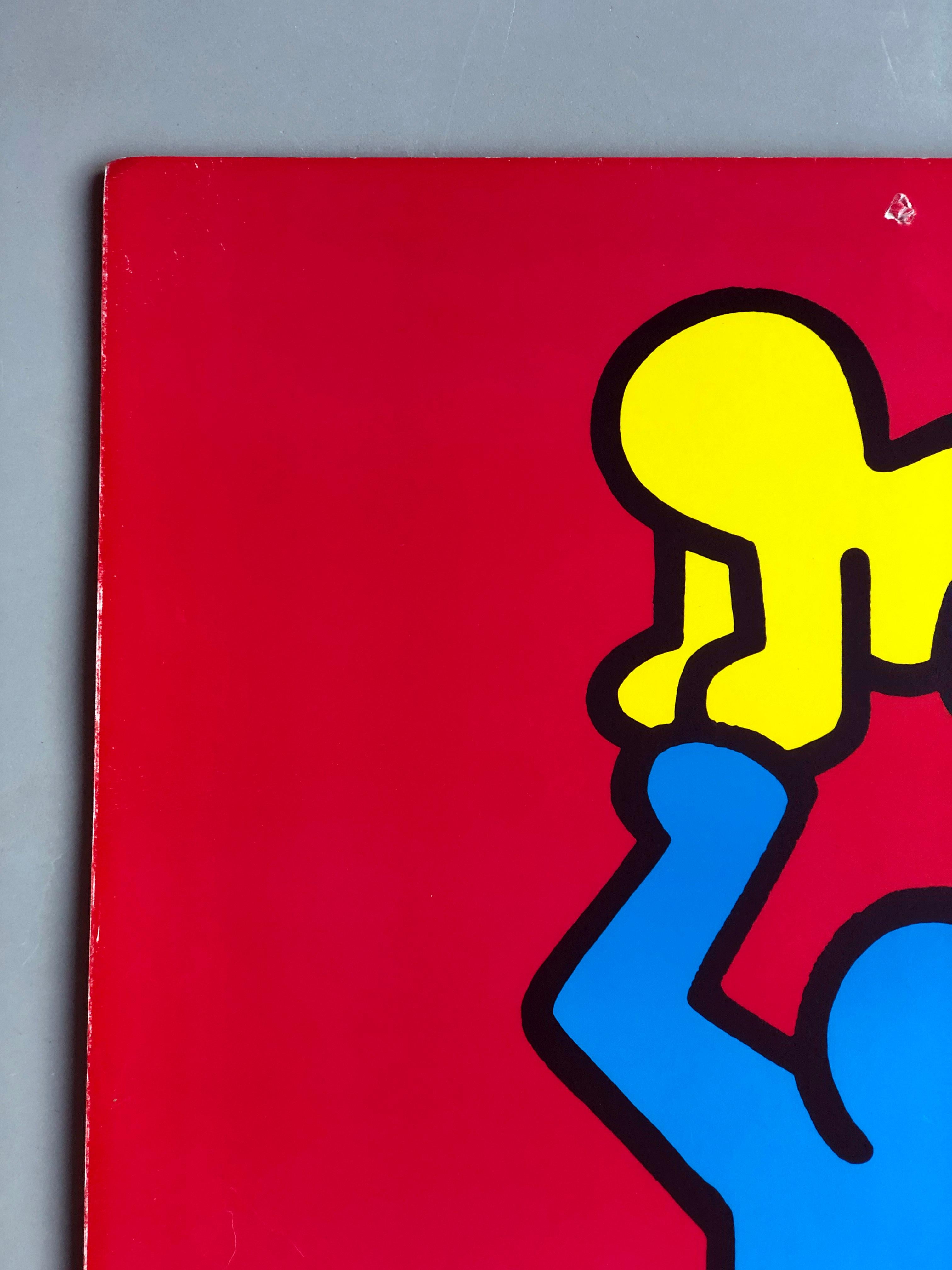Paper Keith Haring 1991 - Man Holding Radiant Baby - Pop Art print on thick cardboard For Sale