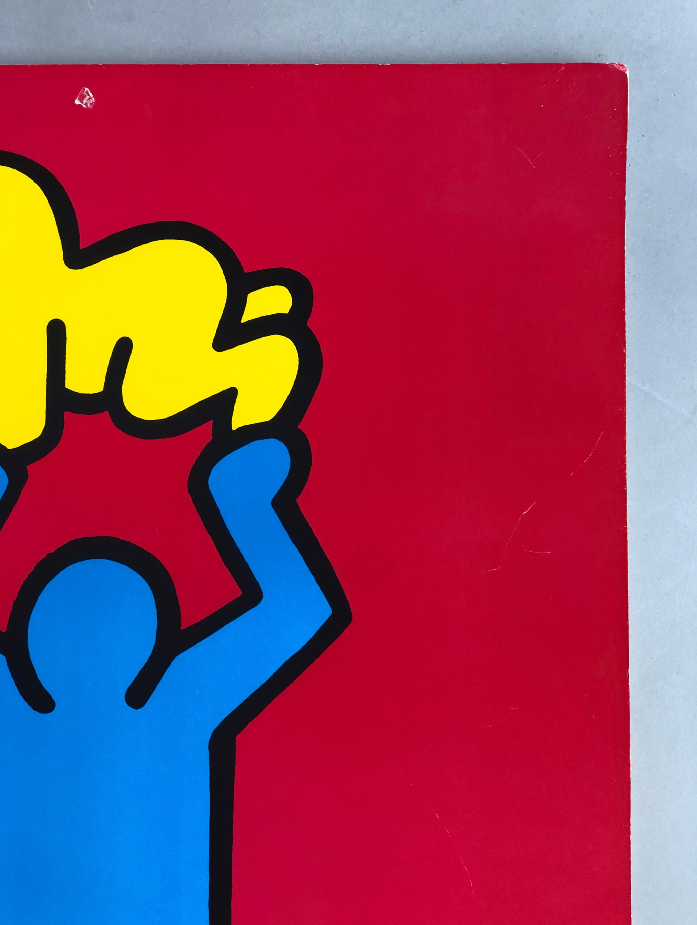 Keith Haring 1991 - Man Holding Radiant Baby - Pop Art print on thick cardboard For Sale 1