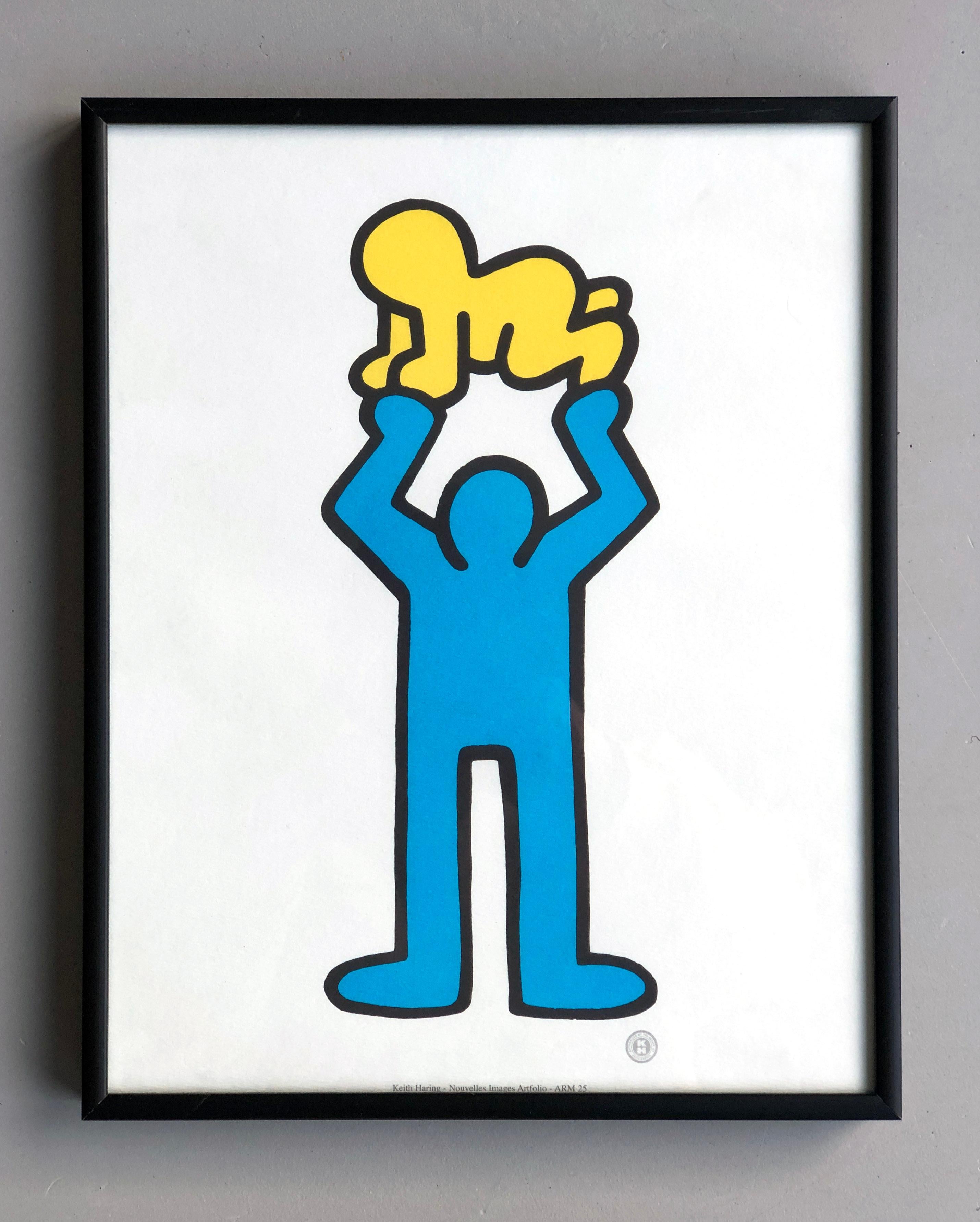 Der Mann, der ein strahlendes Baby hält, von Keith Haring, 1992 – Pop-Art-Raumteiler (Moderne) im Angebot