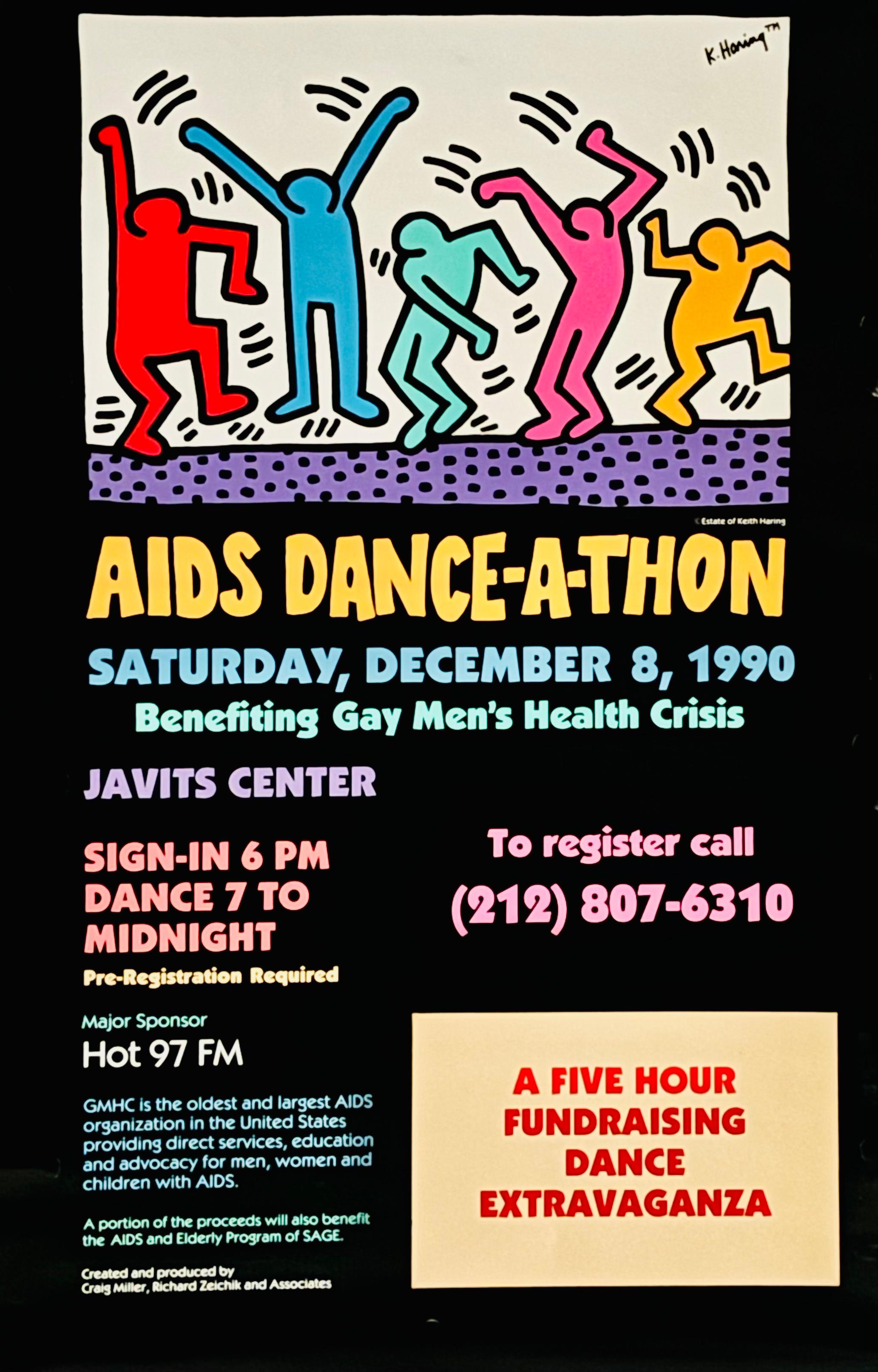 American Keith Haring Activist poster 1990 (Keith Haring AIDS Dance-A-Thon) For Sale