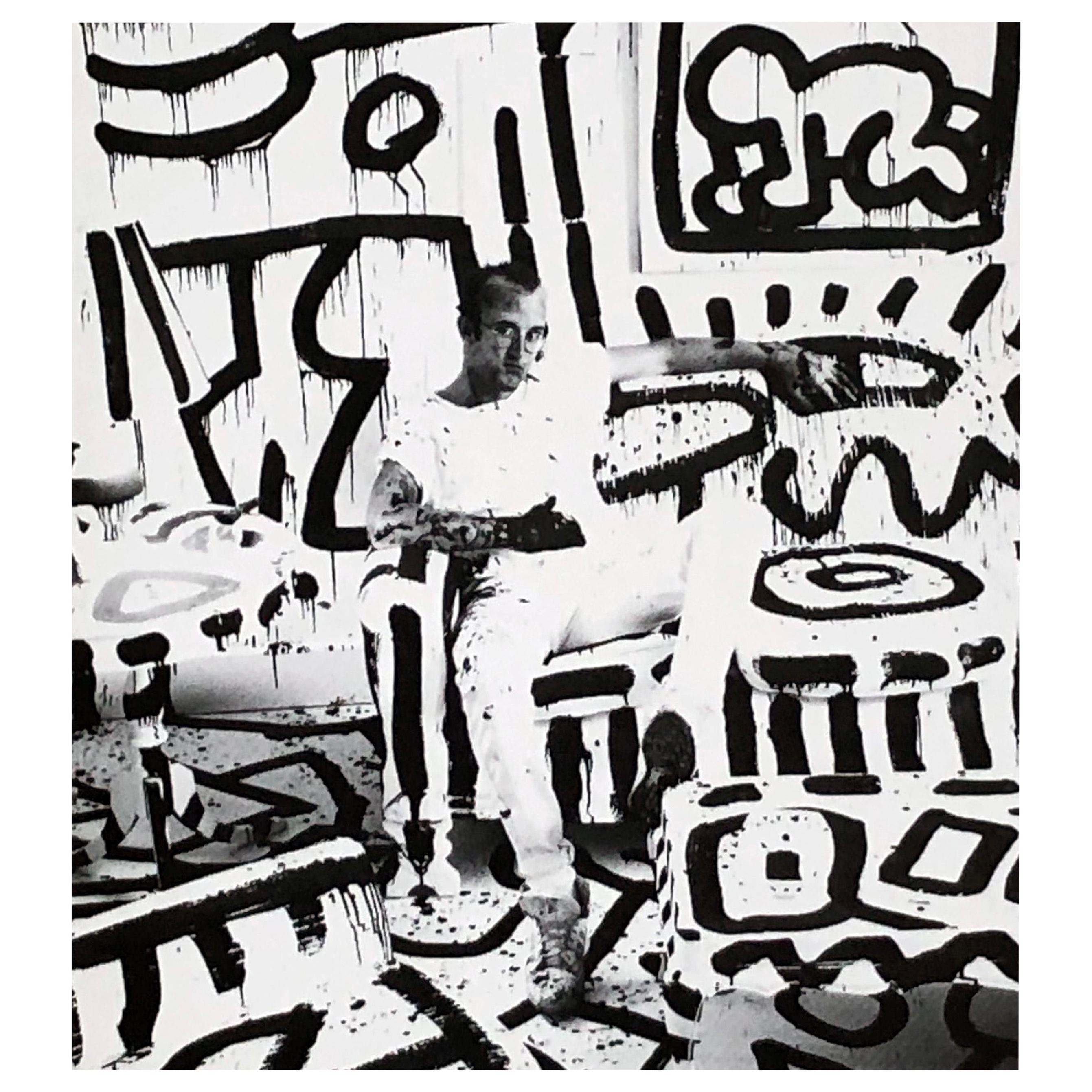 Keith Haring at Area Nightclub, New York, 1986:
Rare vintage 1986 announcement for a Splash Magazine event at the historic 1980s New York Area nightclub hosted by Keith Haring. Features a Classic photo of Keith Haring in his studio that make for a