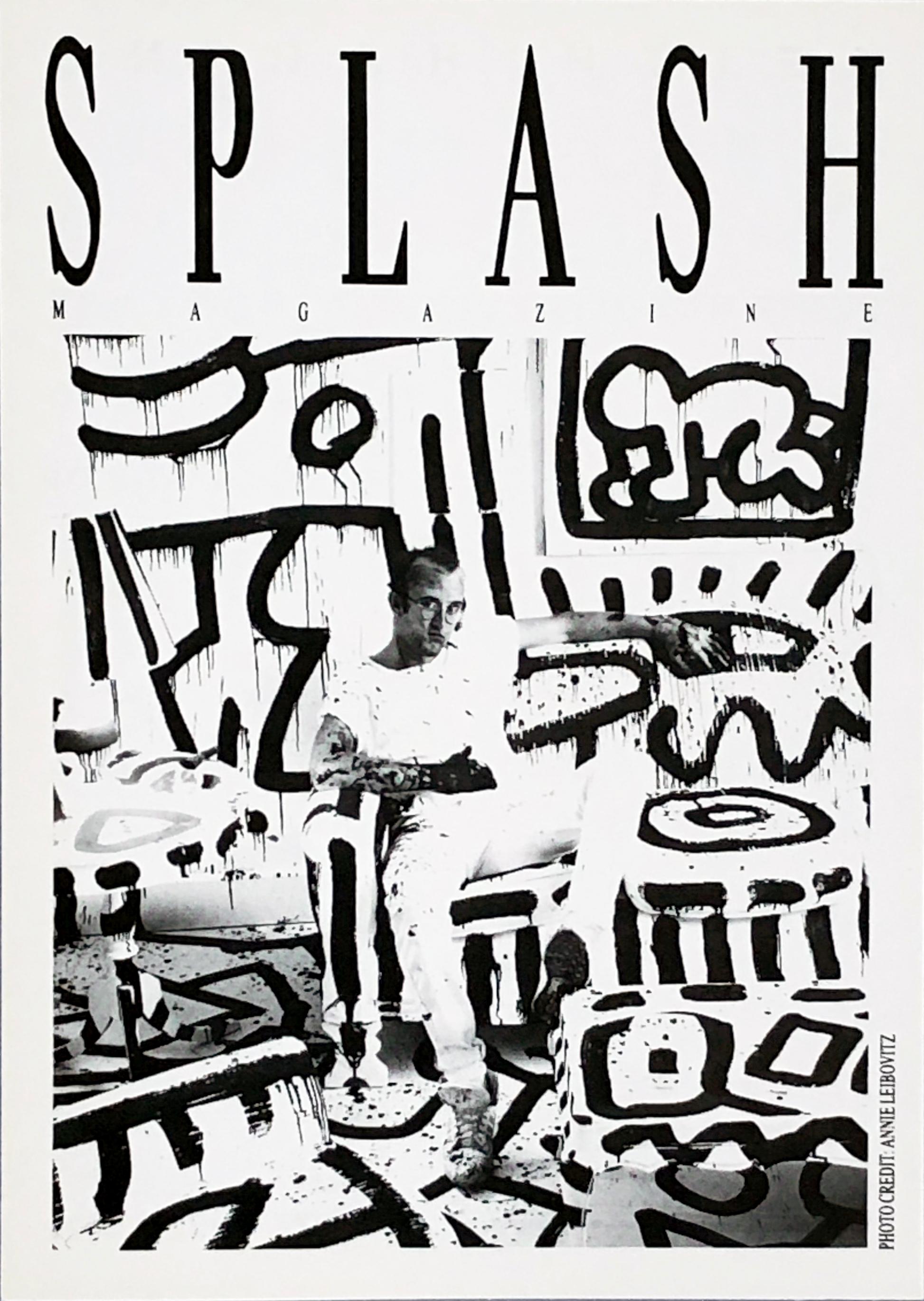 Keith Haring at Area Nightclub, New York, 1986:
Rare vintage 1986 announcement for a Splash Magazine event at the historic 1980s New York Area nightclub hosted by Keith Haring. Features a classic photo of Keith Haring in his studio that make for a