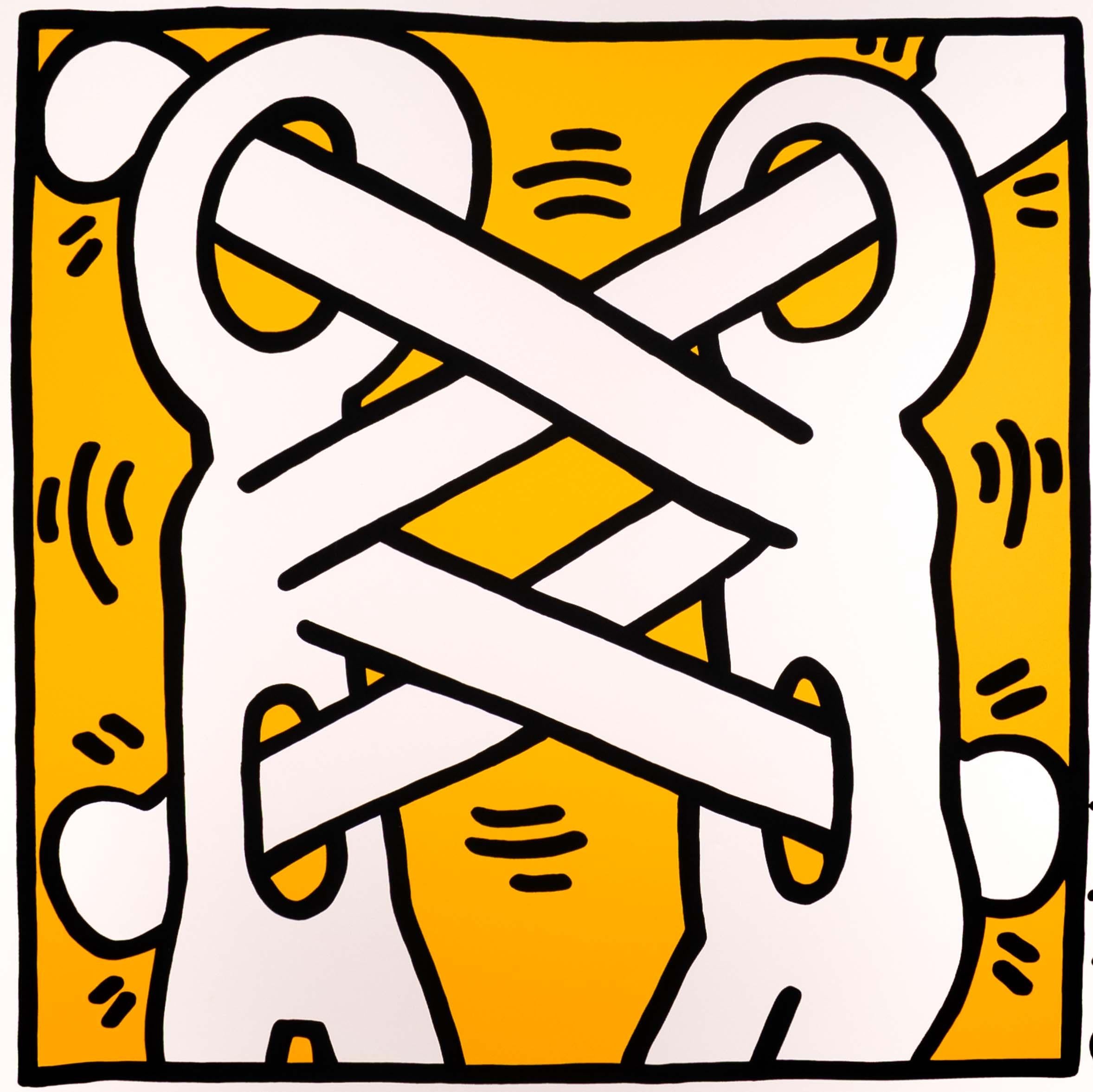 Americano Keith Haring Art Attack on Aids Poster litografico d'arte contemporanea 1988 in vendita