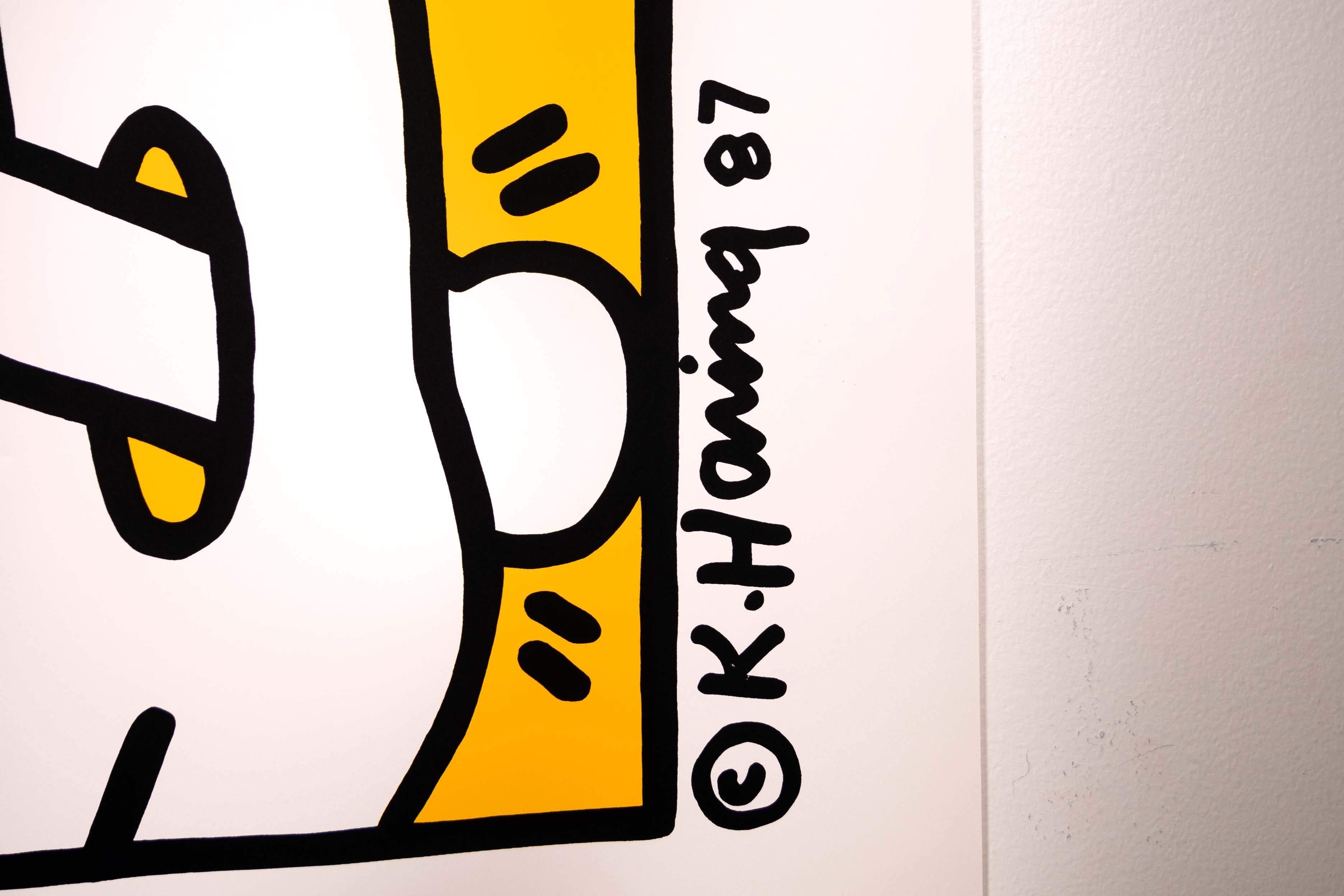 Carta Keith Haring Art Attack on Aids Poster litografico d'arte contemporanea 1988 in vendita