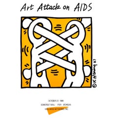 Keith Haring Art Attack on Aids Contemporary Urban Art Lithographic Poster 1988