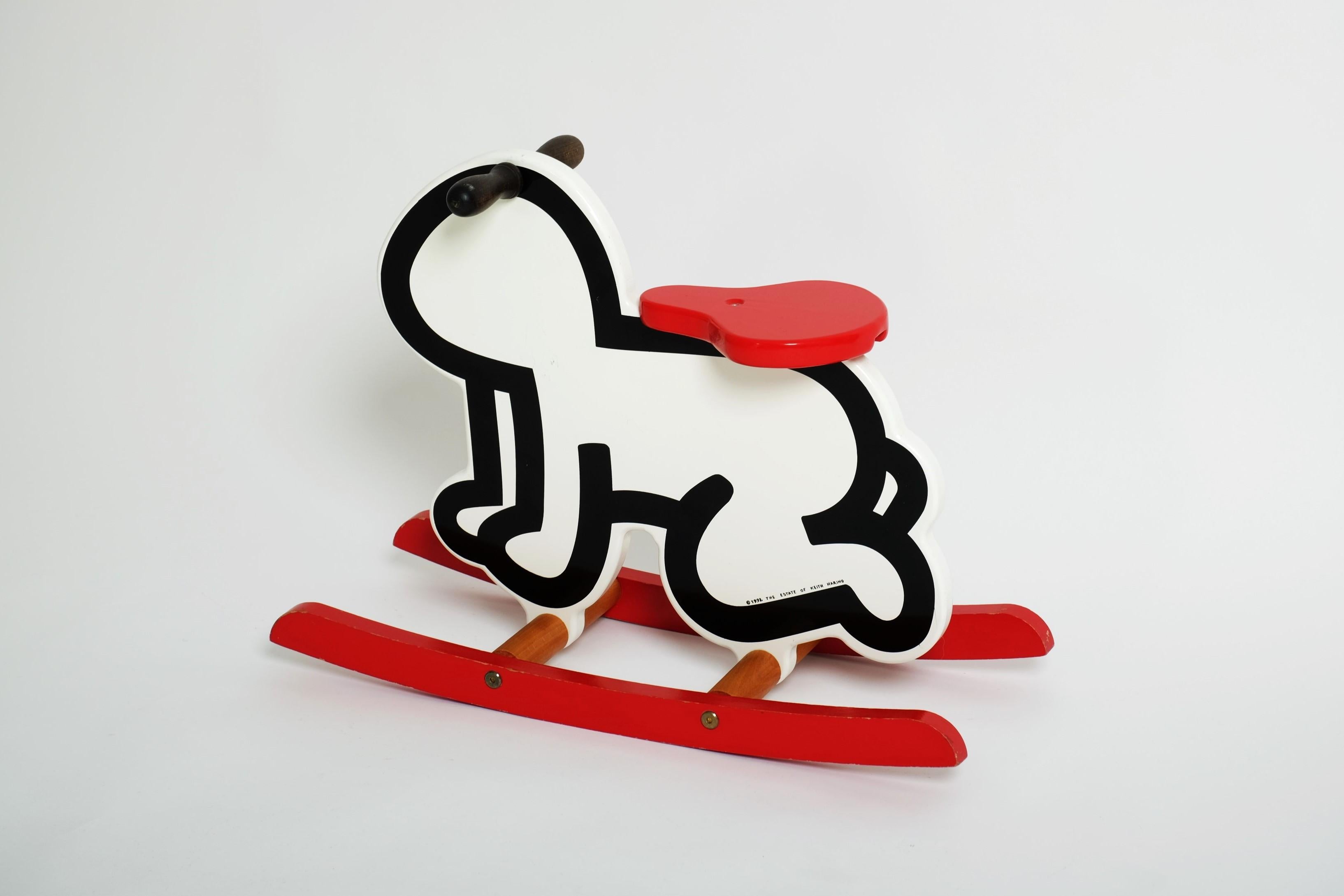 Fine XX secolo Dondolo per bambini Keith Haring, cavallo a dondolo, sedia Pop Art (Radiant Baby) in vendita