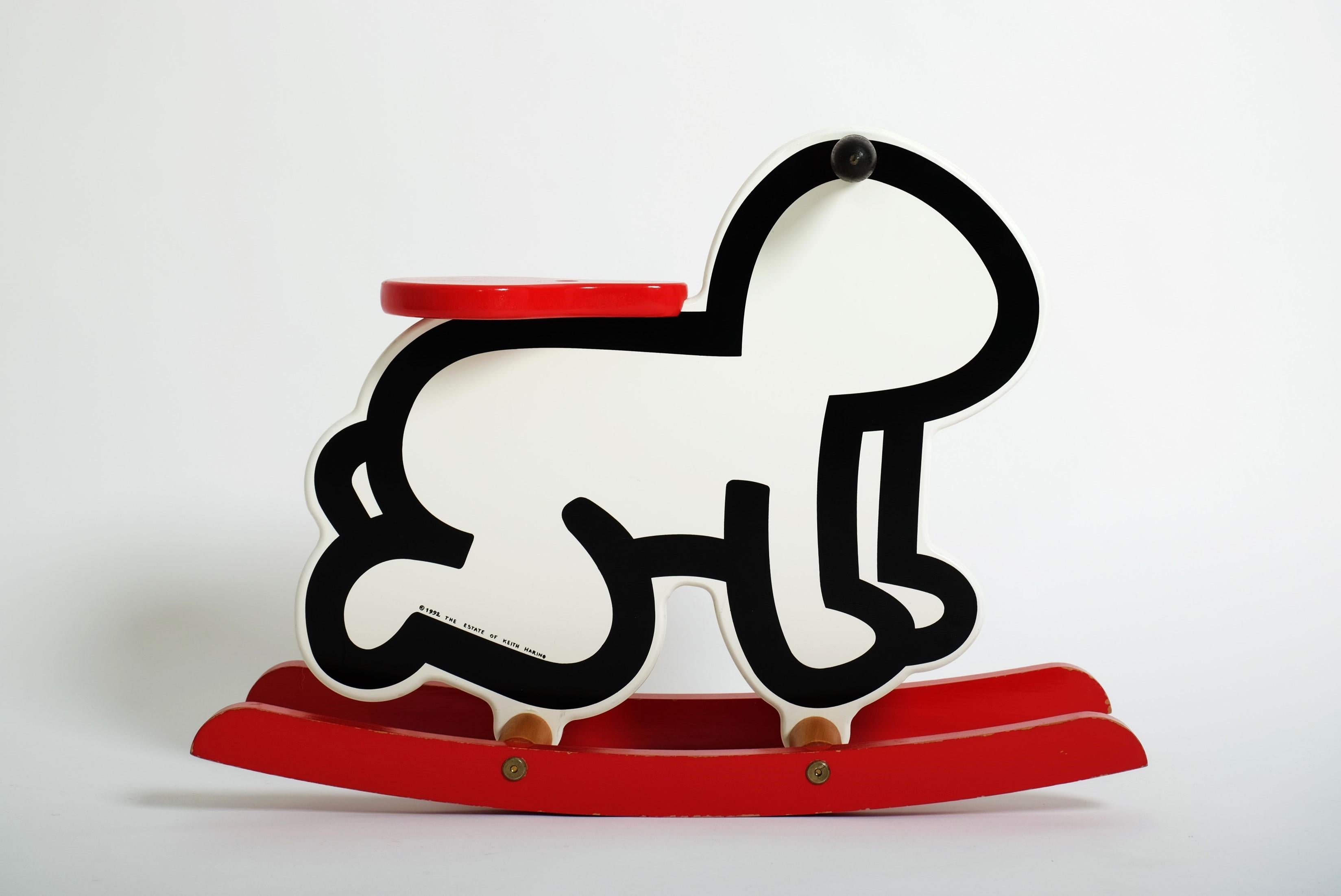 Dondolo per bambini Keith Haring, cavallo a dondolo, sedia Pop Art (Radiant Baby) in vendita 3