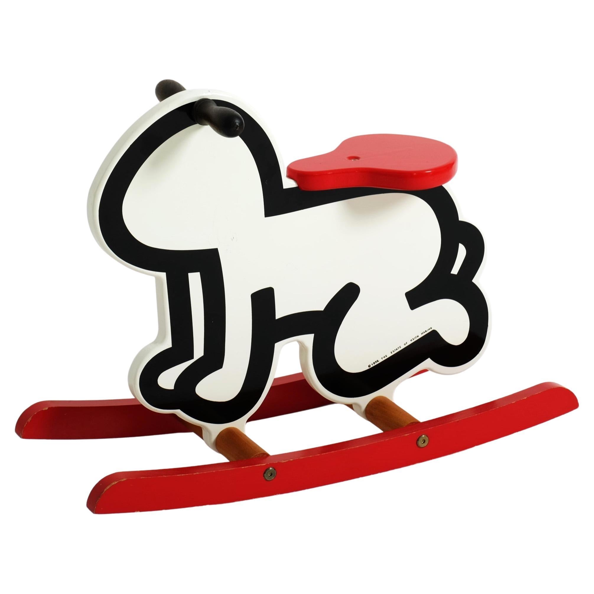 Kinderschaukelstuhl, Schaukelpferd, Pop-Art-Stuhl von Keith Haring (Radiant Baby)