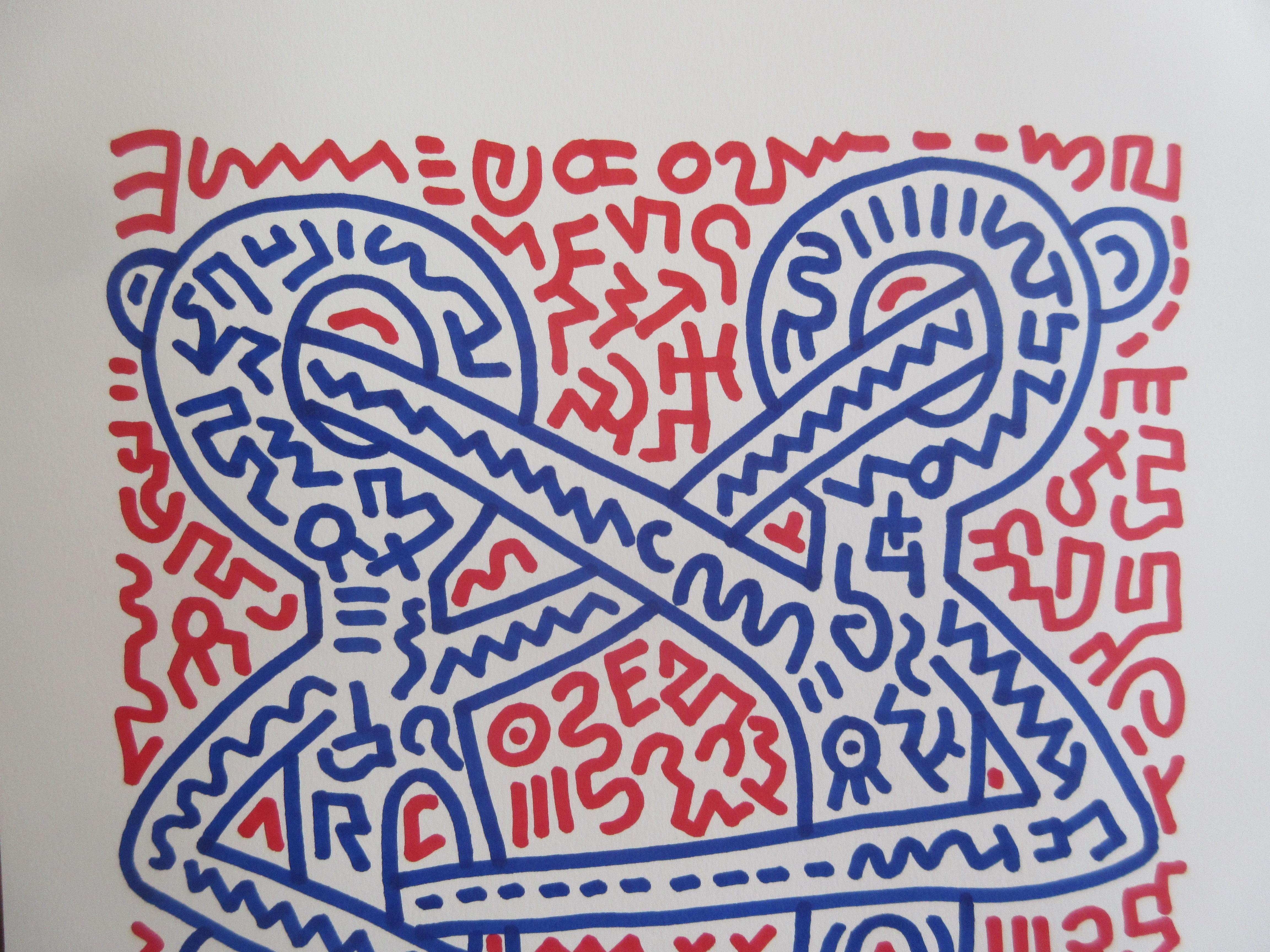American Keith Haring Disciples 1984 Mixed-Media Felt Tip Pen and Tempera Paint