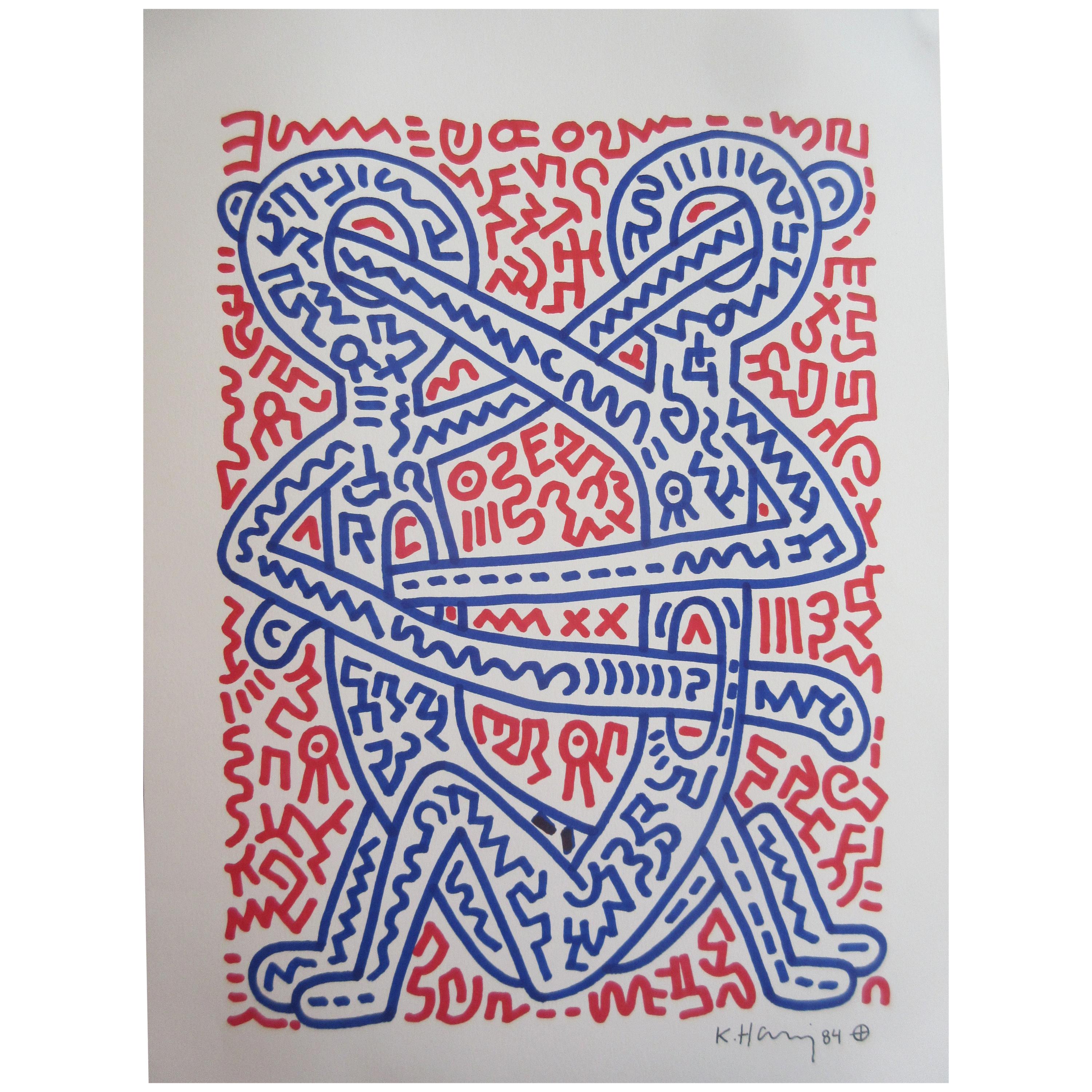 Keith Haring Disciples 1984 Mixed-Media Felt Tip Pen and Tempera Paint